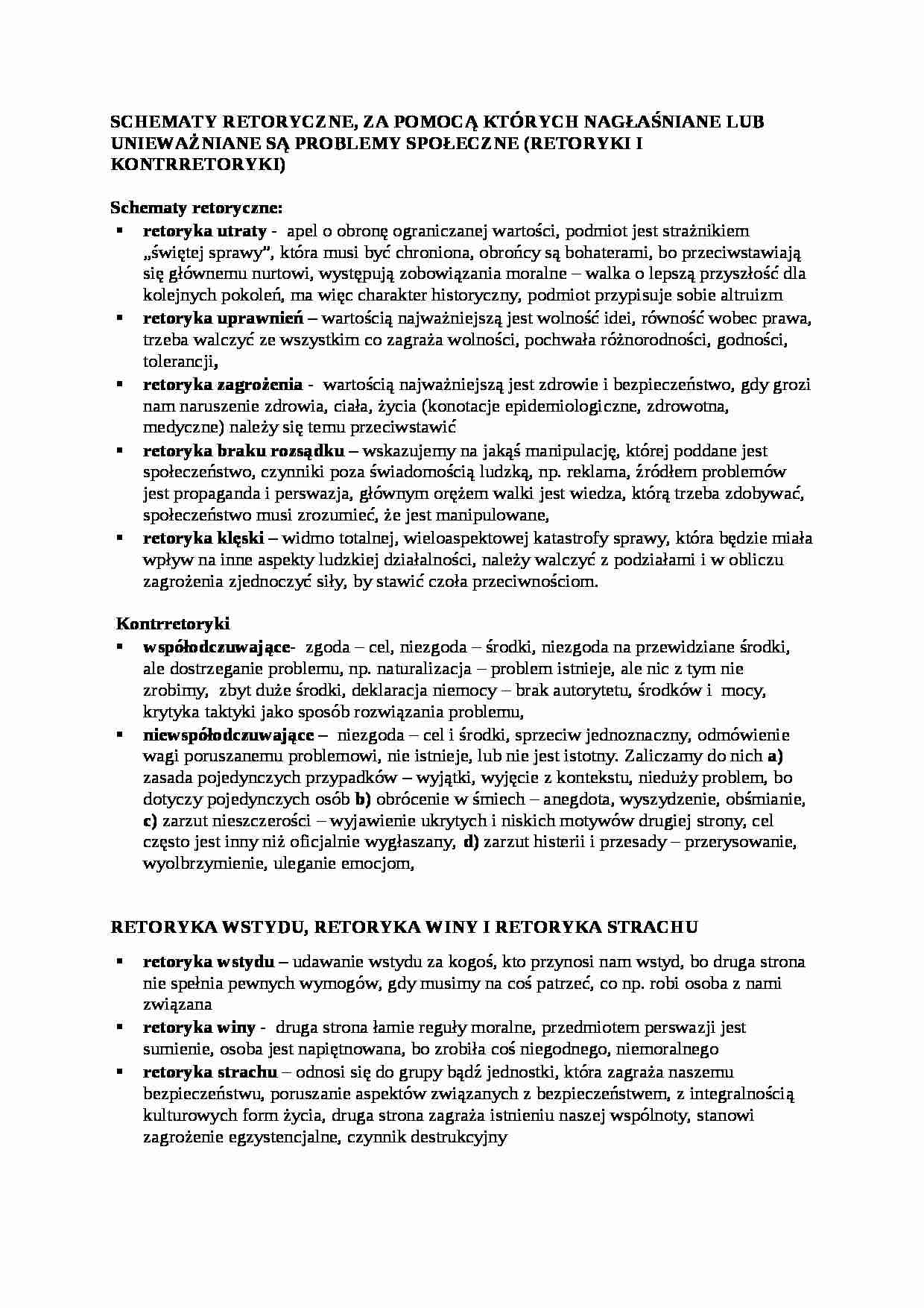 Schematy retoryczne-opracowanie - Kontrretoryki  - strona 1