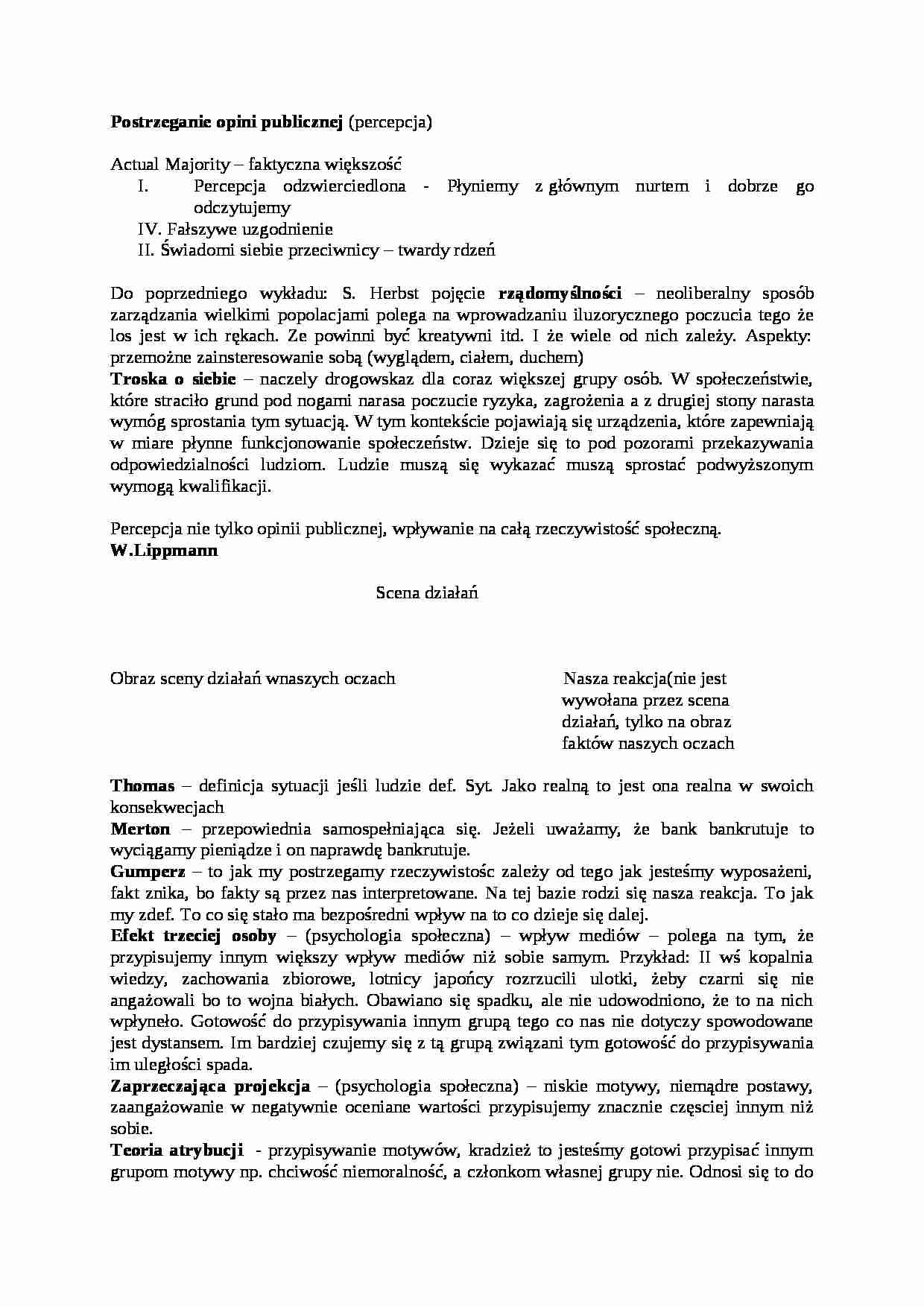 Postrzeganie opini publicznej-opracowanie - strona 1