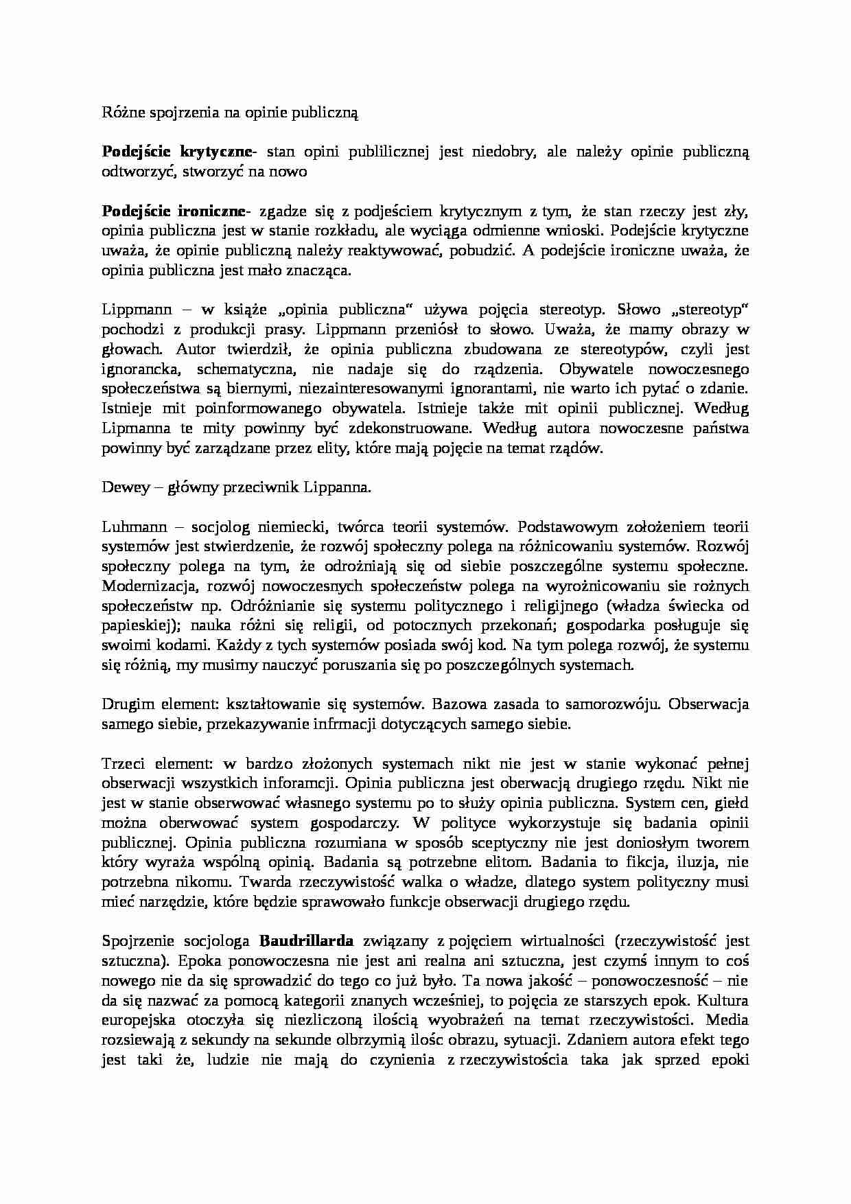 Różne spojrzenia na opinie publiczną-opracowanie - strona 1