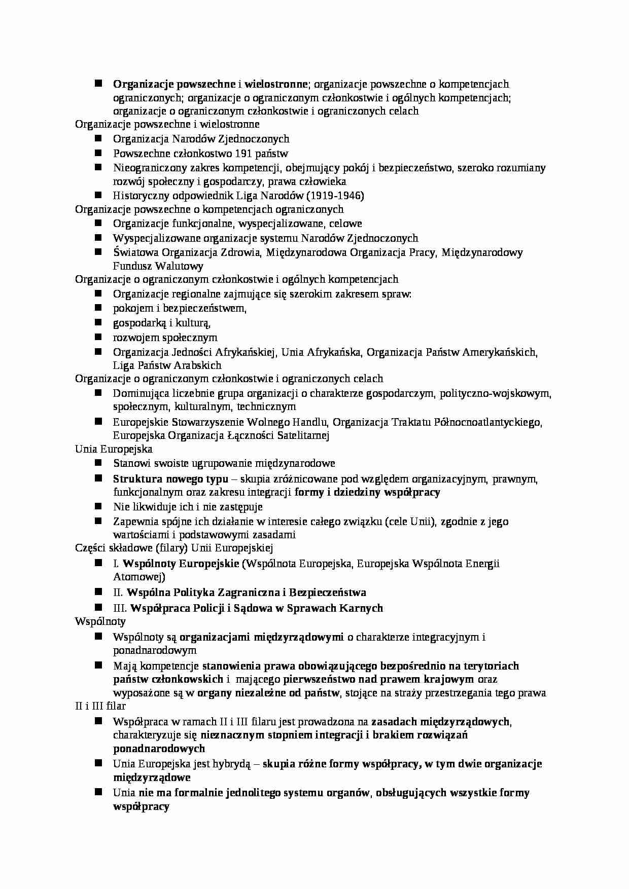 Organizacje powszechne i wielostronne-opracowanie - strona 1