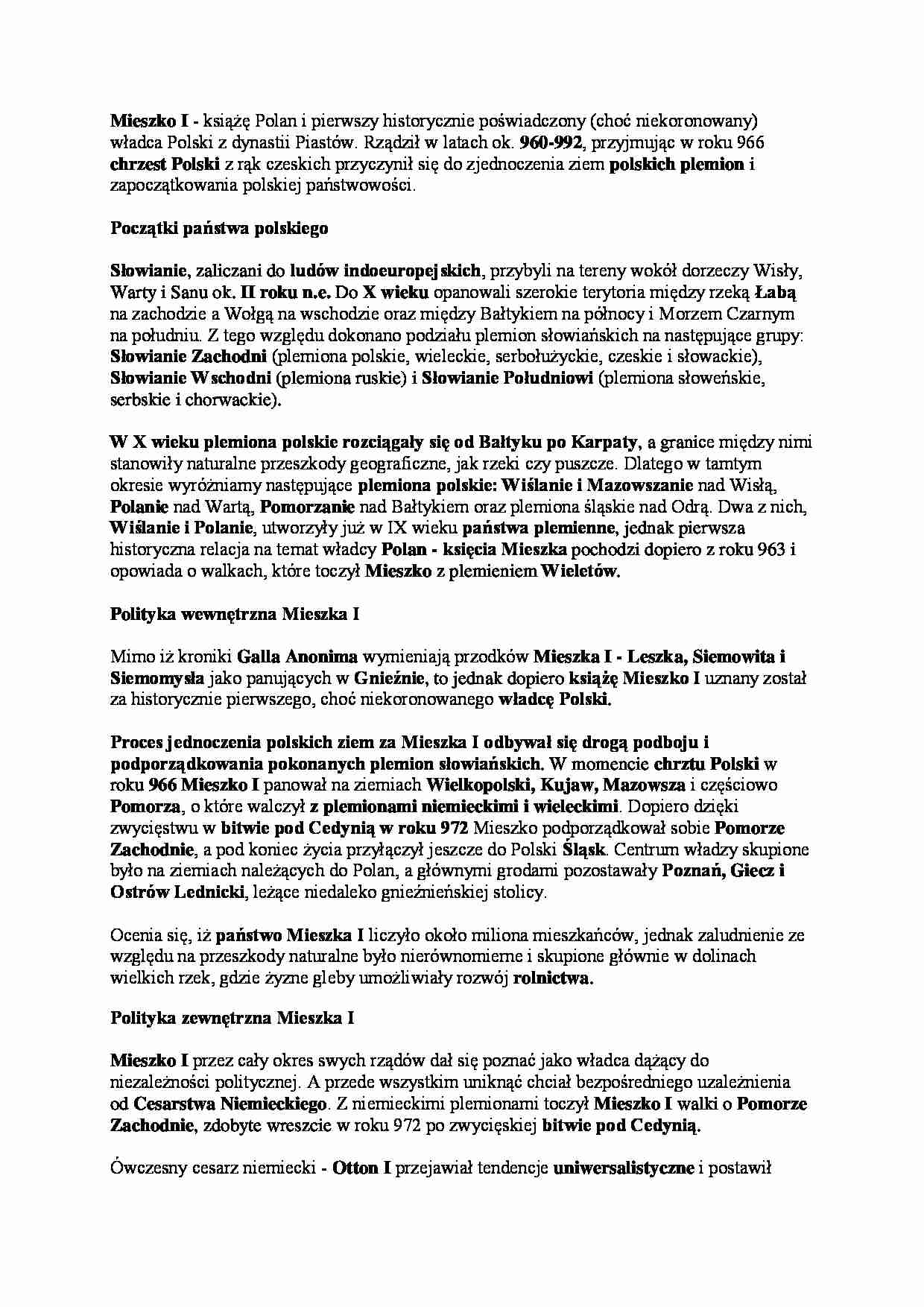 Mieszko I-opracowanie - strona 1