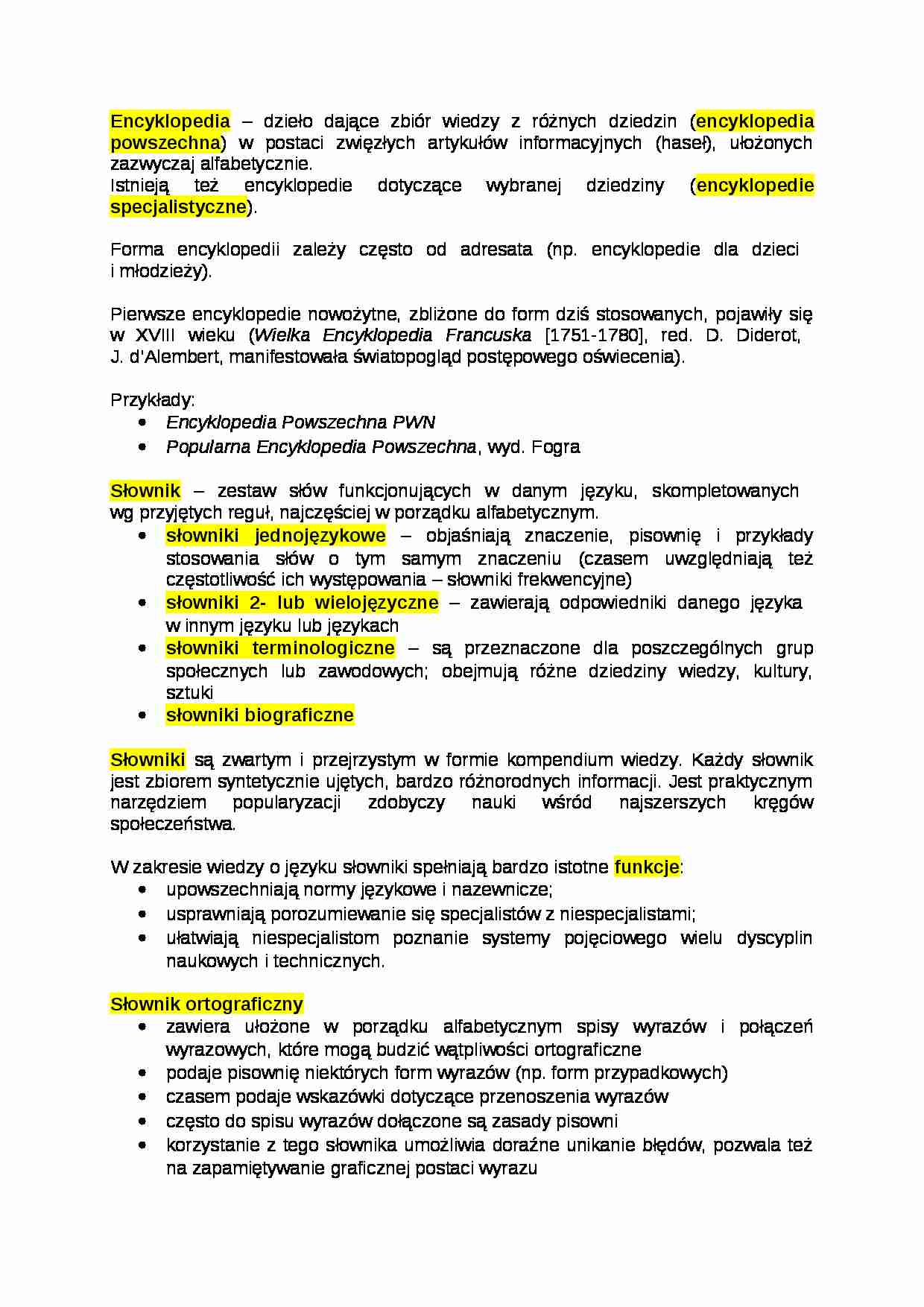 Różnica między encykolepedią a słownikami - strona 1