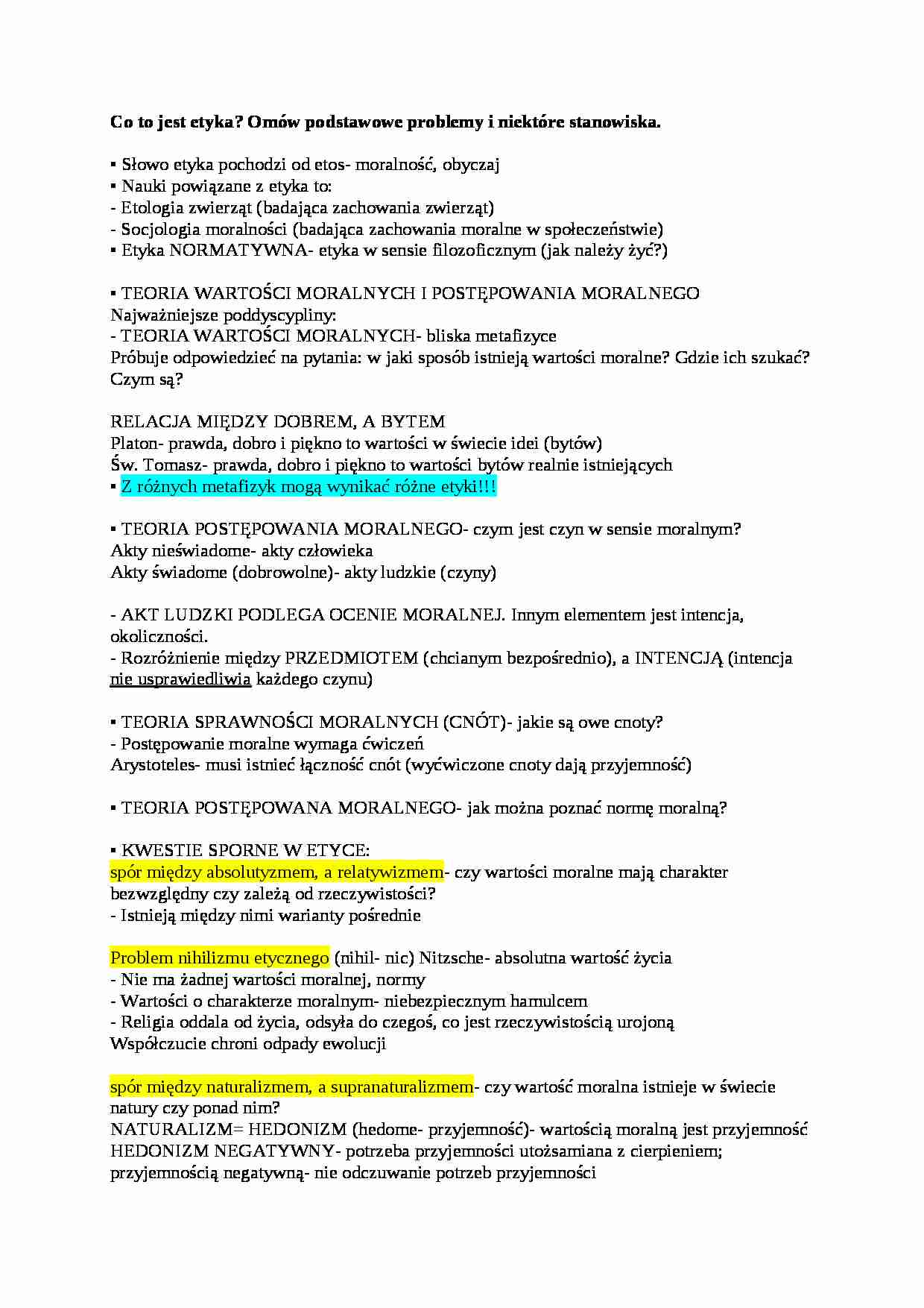 Definicja etyki - wykład - strona 1