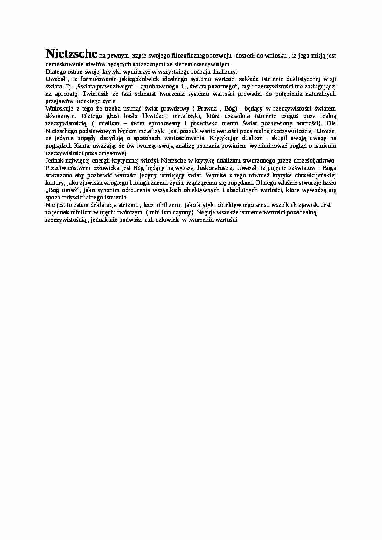 Wykład - Nietzsche na pewnym etapie - strona 1