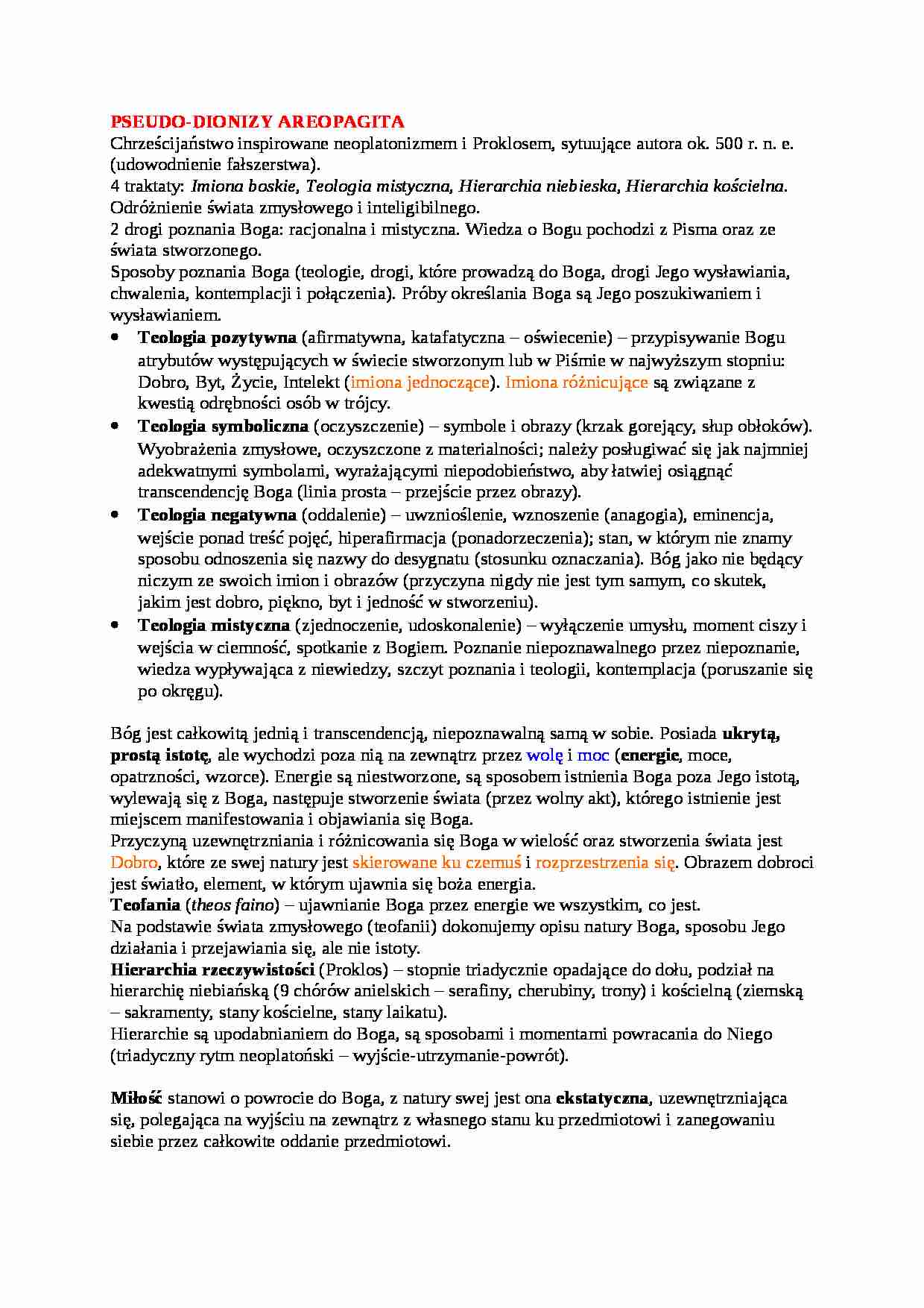 Wykład - Pseudo-Dionizy Areopagita - strona 1