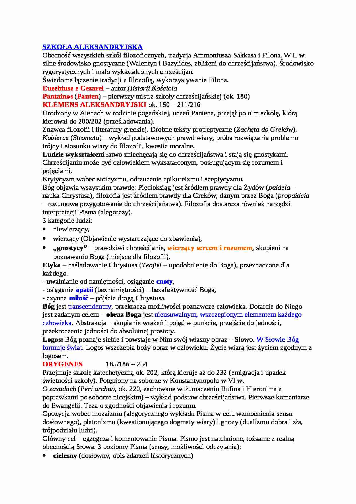 wykład - szkoła aleksandryjska - strona 1