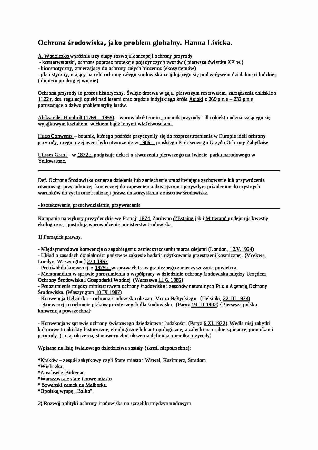 Wykład - ochrona środowiska jako problem globalny - strona 1