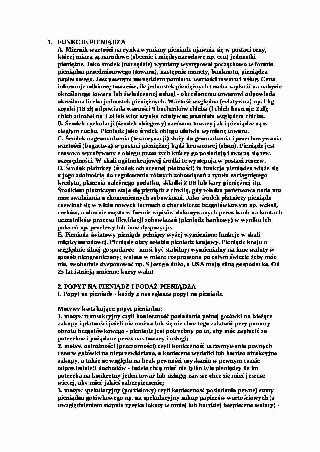 Ekonomia - pieniądz popyt, podaż - strona 1