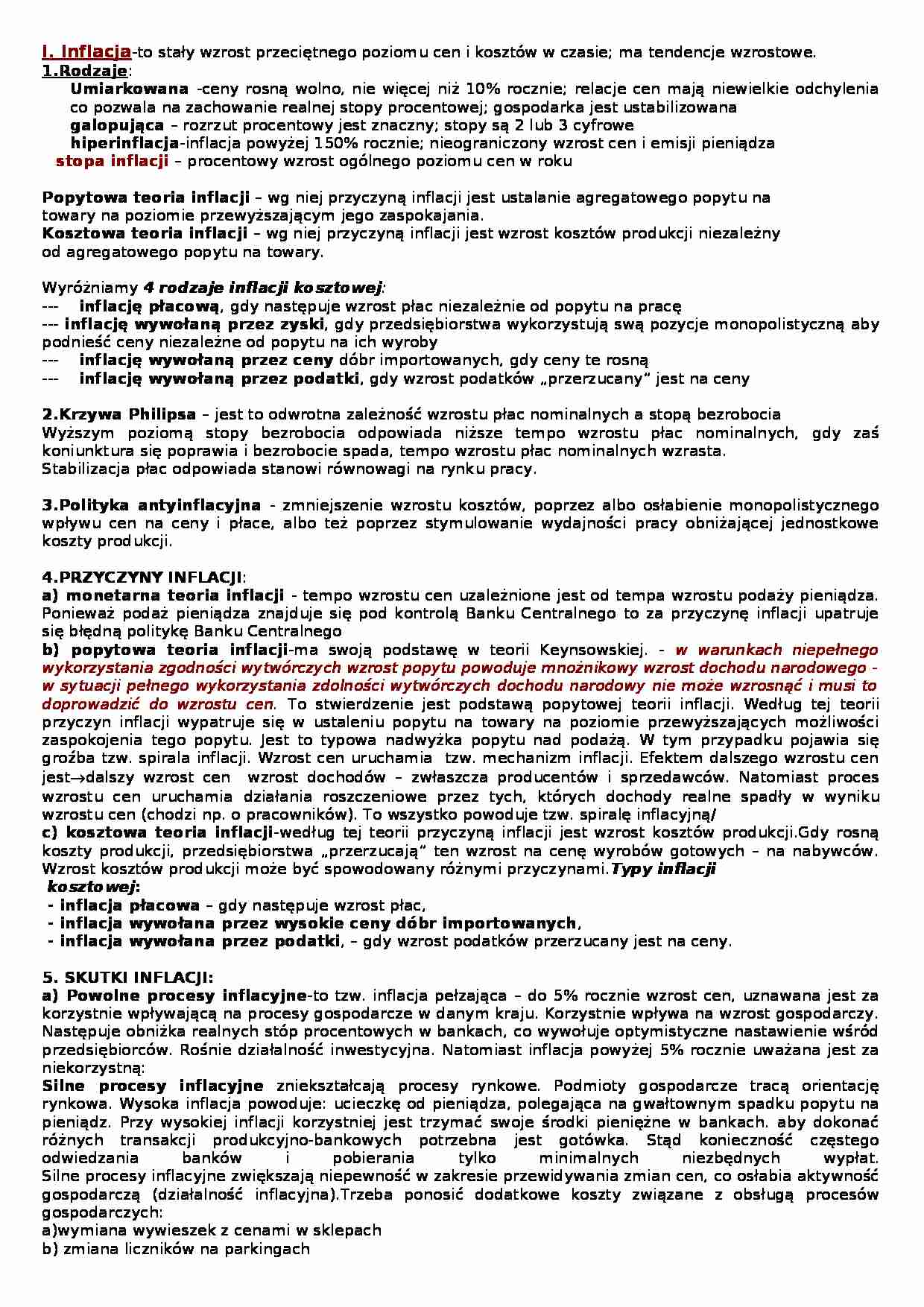 Inflacja, ekonomia - strona 1