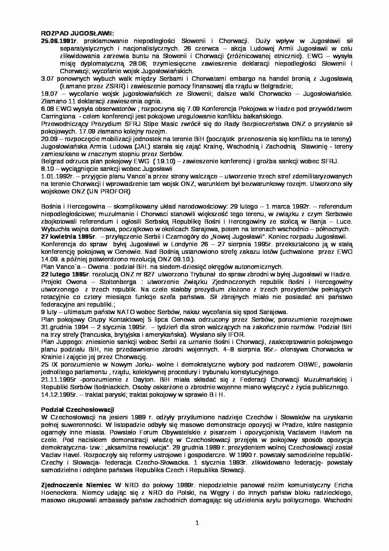 Wykład - Rozpad Jugosławii - strona 1