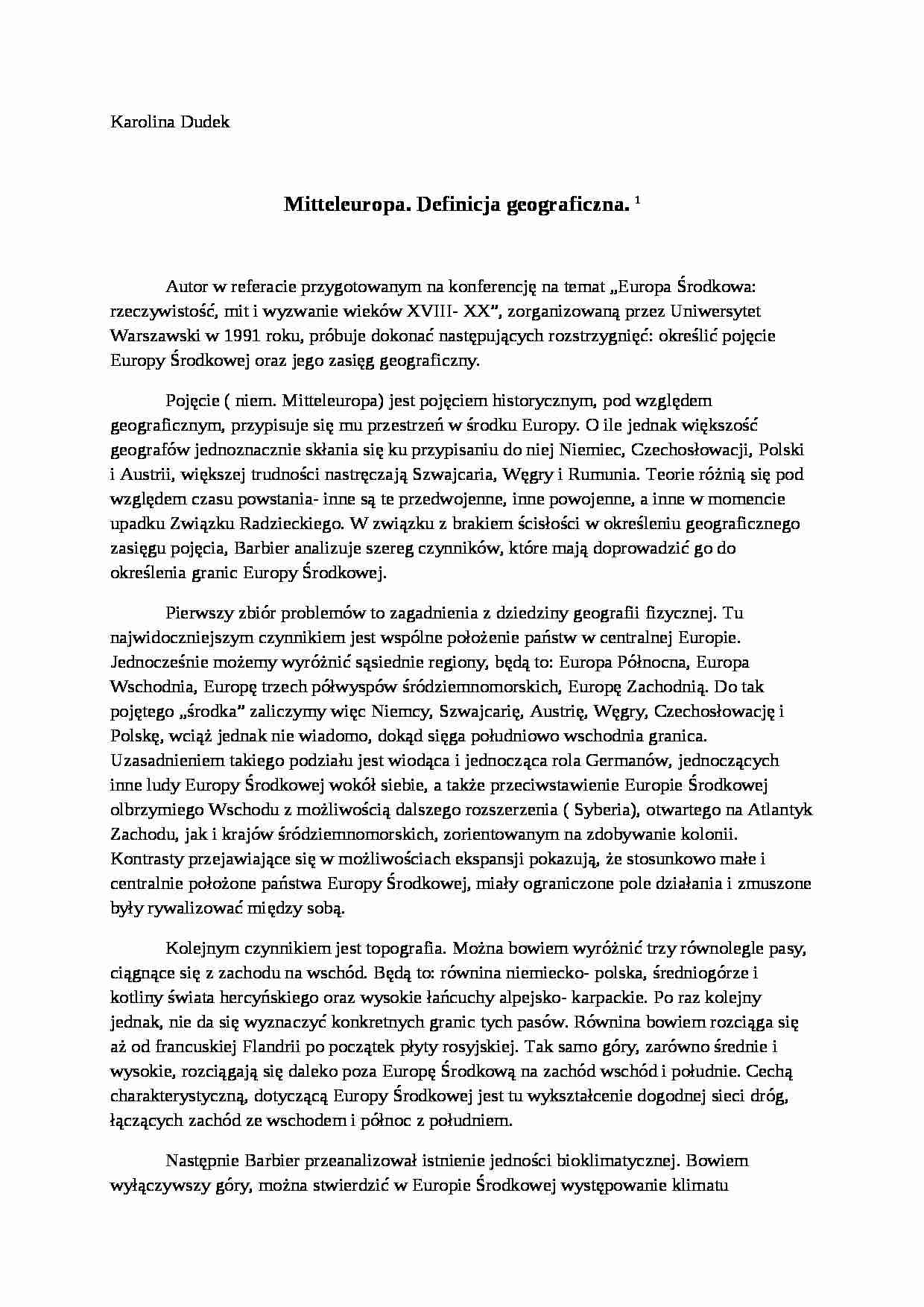 Mitteleuropa - referat - strona 1