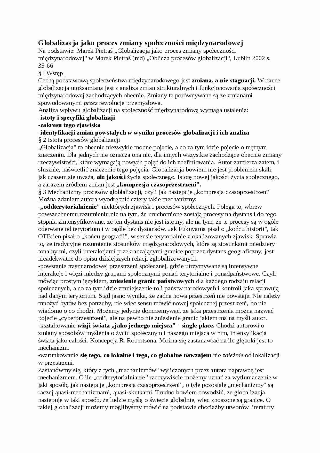 Referat - Globalizacja - strona 1