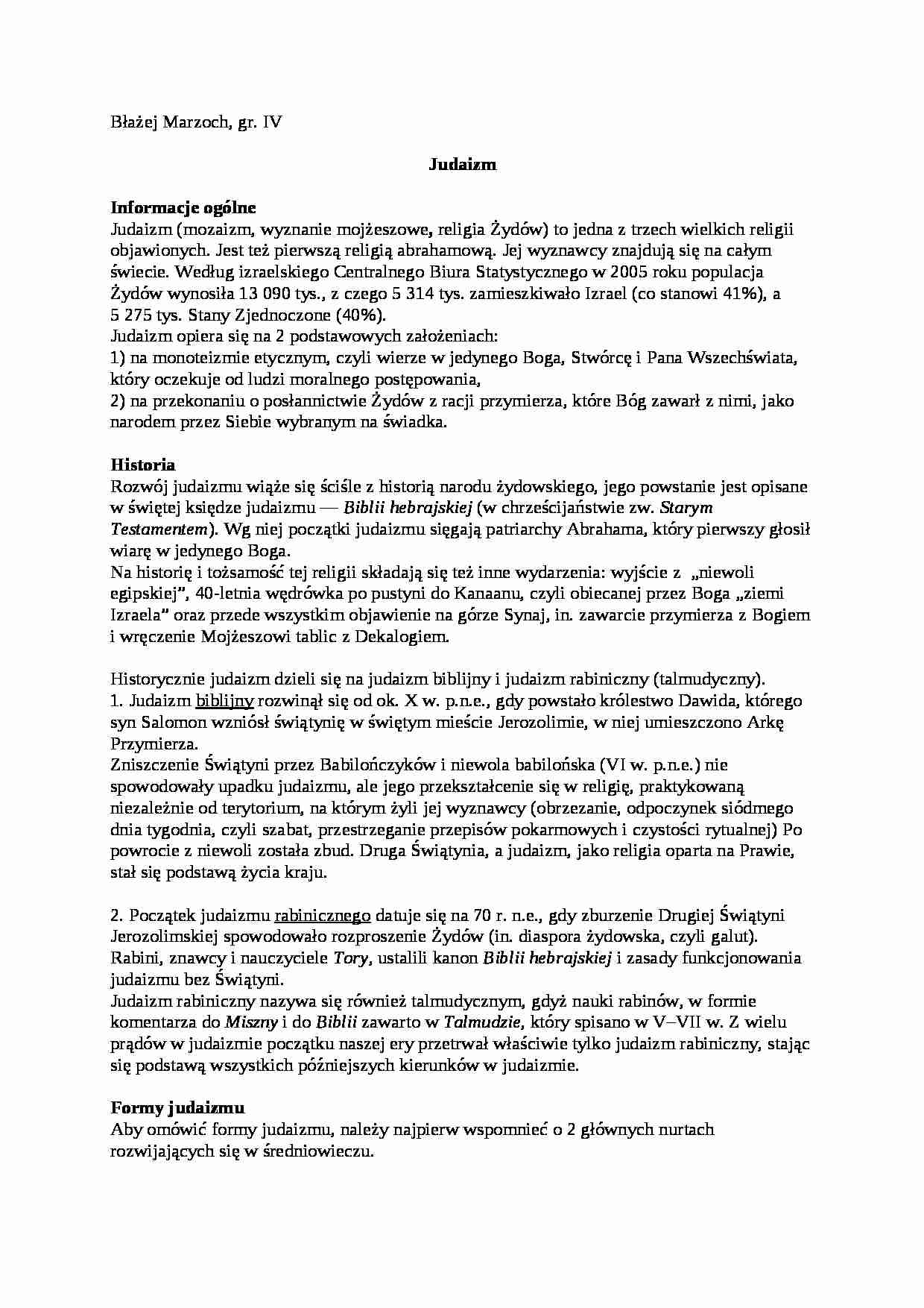 Referat - judaizm - strona 1