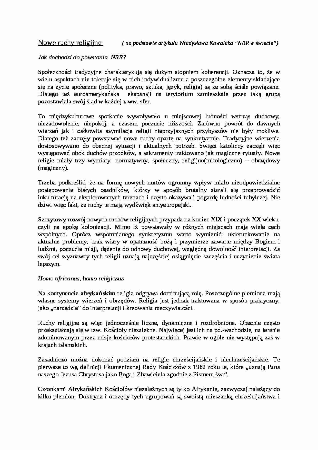 Referat - Nowe ruchy religijne - strona 1