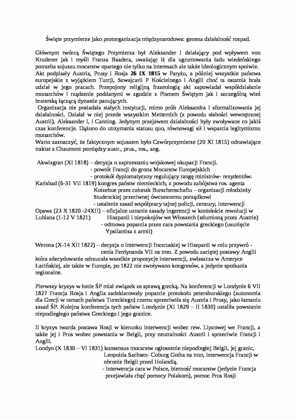 Wykład - święte przymierze jako protorganizacja mi_dzynarodowa - strona 1