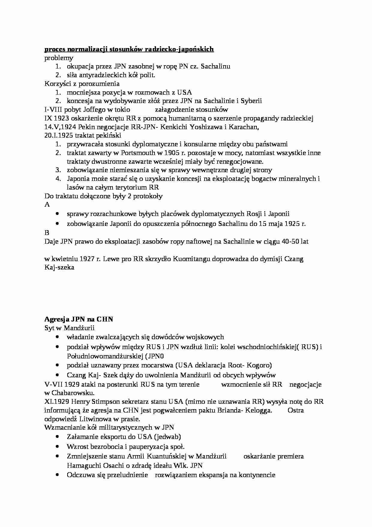 Wykład - proces normalizacji stosunków radziecko-japońskich - strona 1
