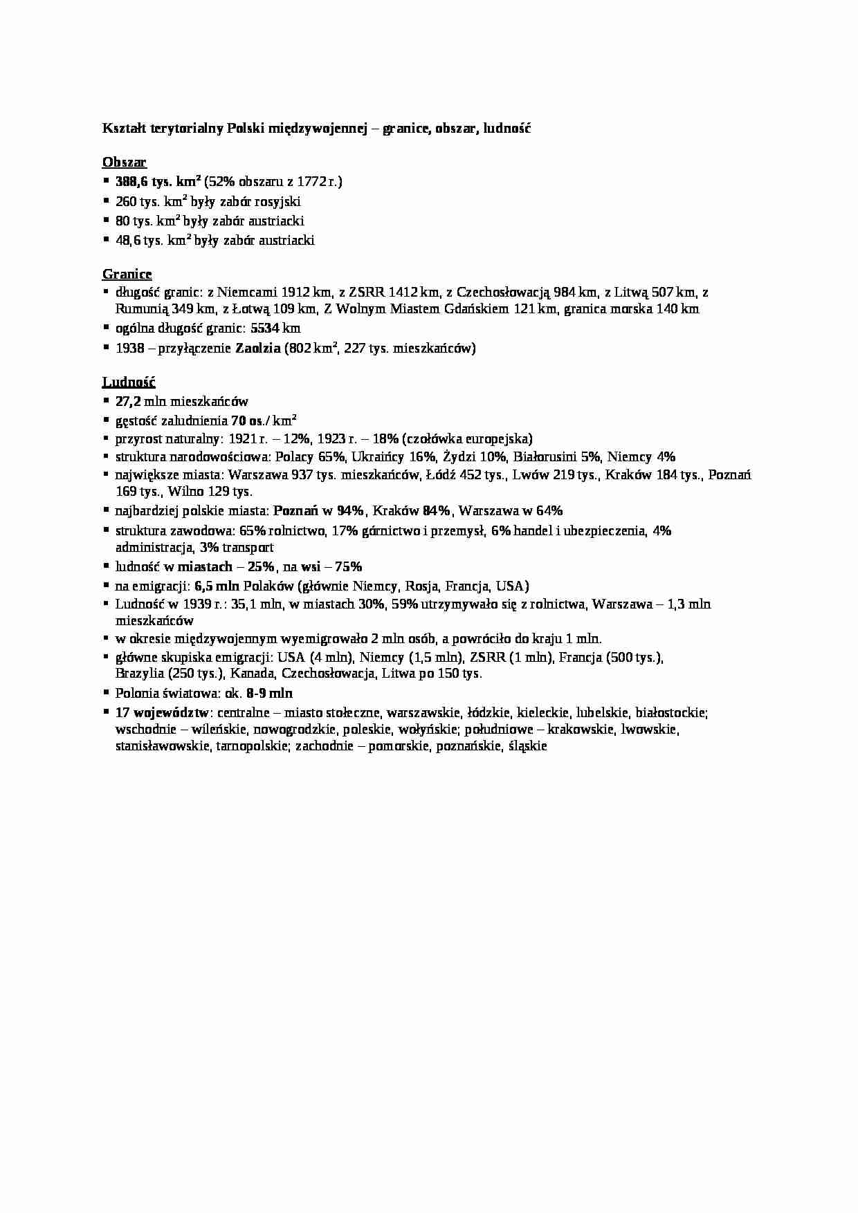 Wykład - Kształt terytorialny Polski międzywojennej - strona 1