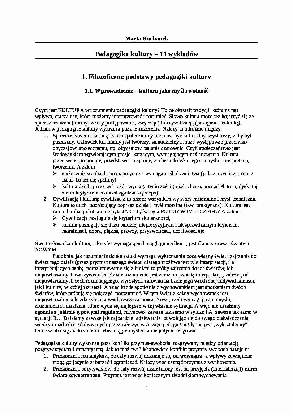 Pedagogika Kultury - wykłady - strona 1