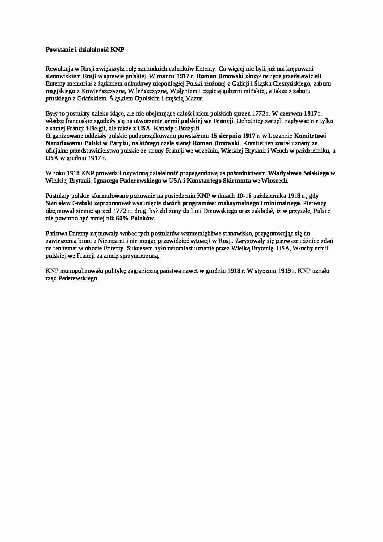 Wykład - Powstanie i działalność KNP - strona 1