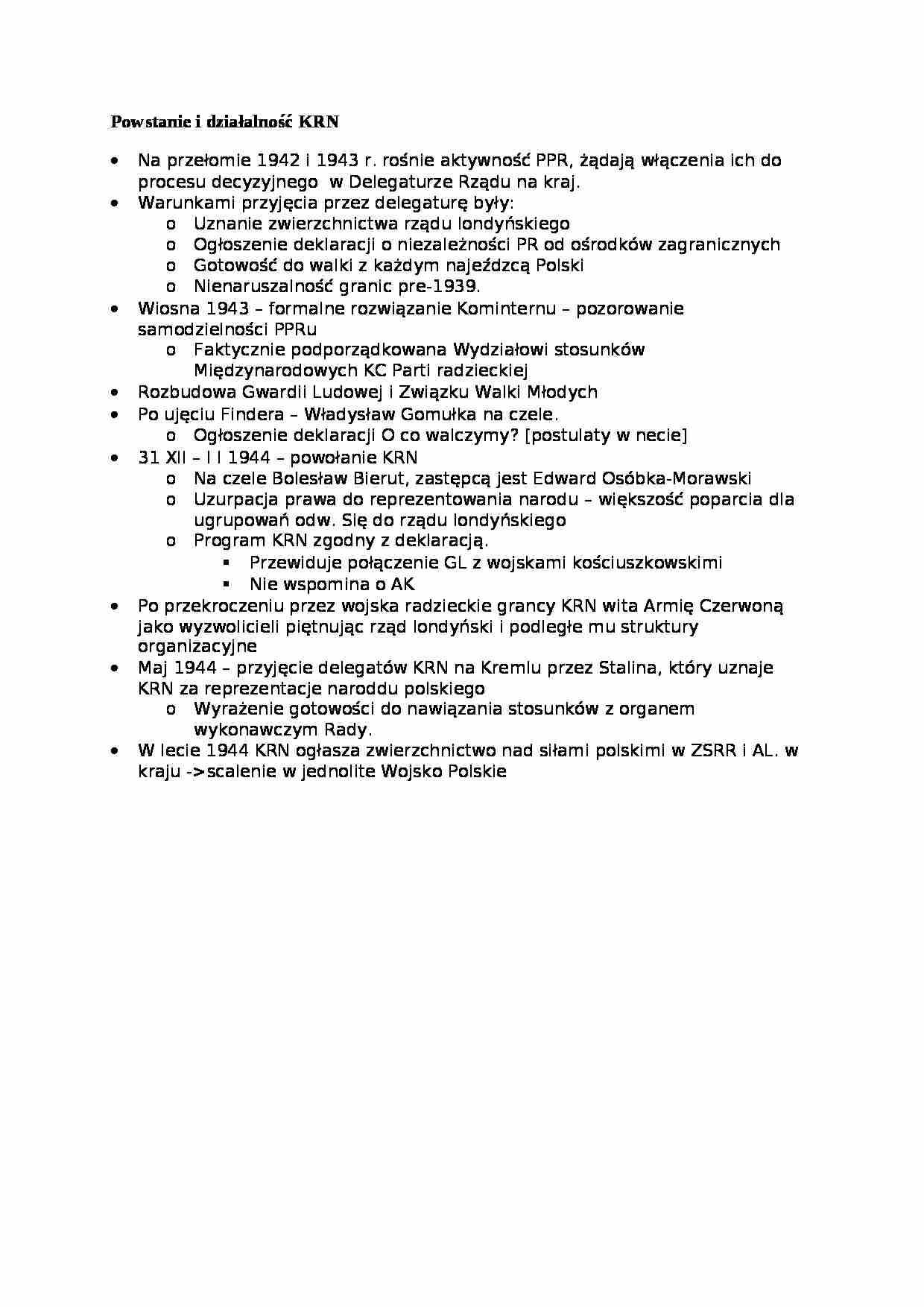 Wykład - Powstanie i działalność KRN - strona 1