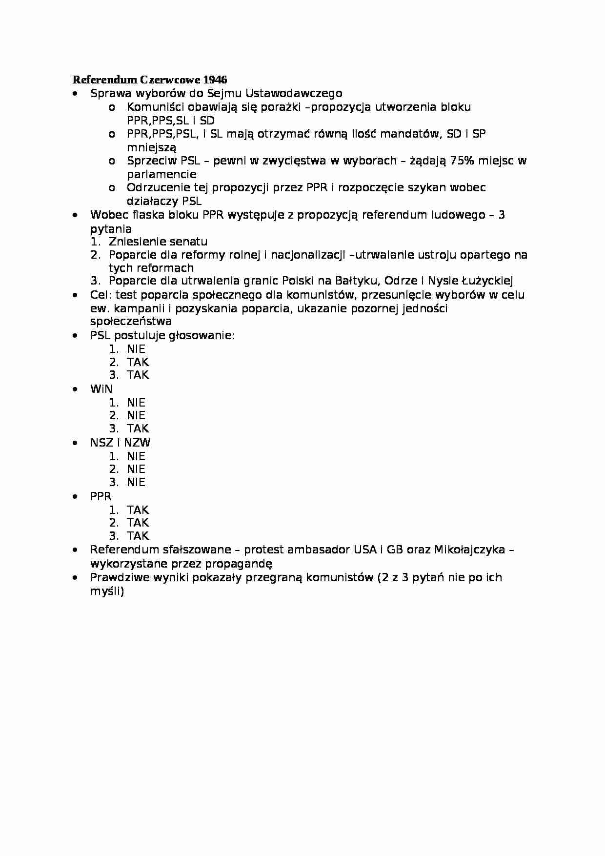 Wykład - Referendum Czerwcowe 1946 - strona 1
