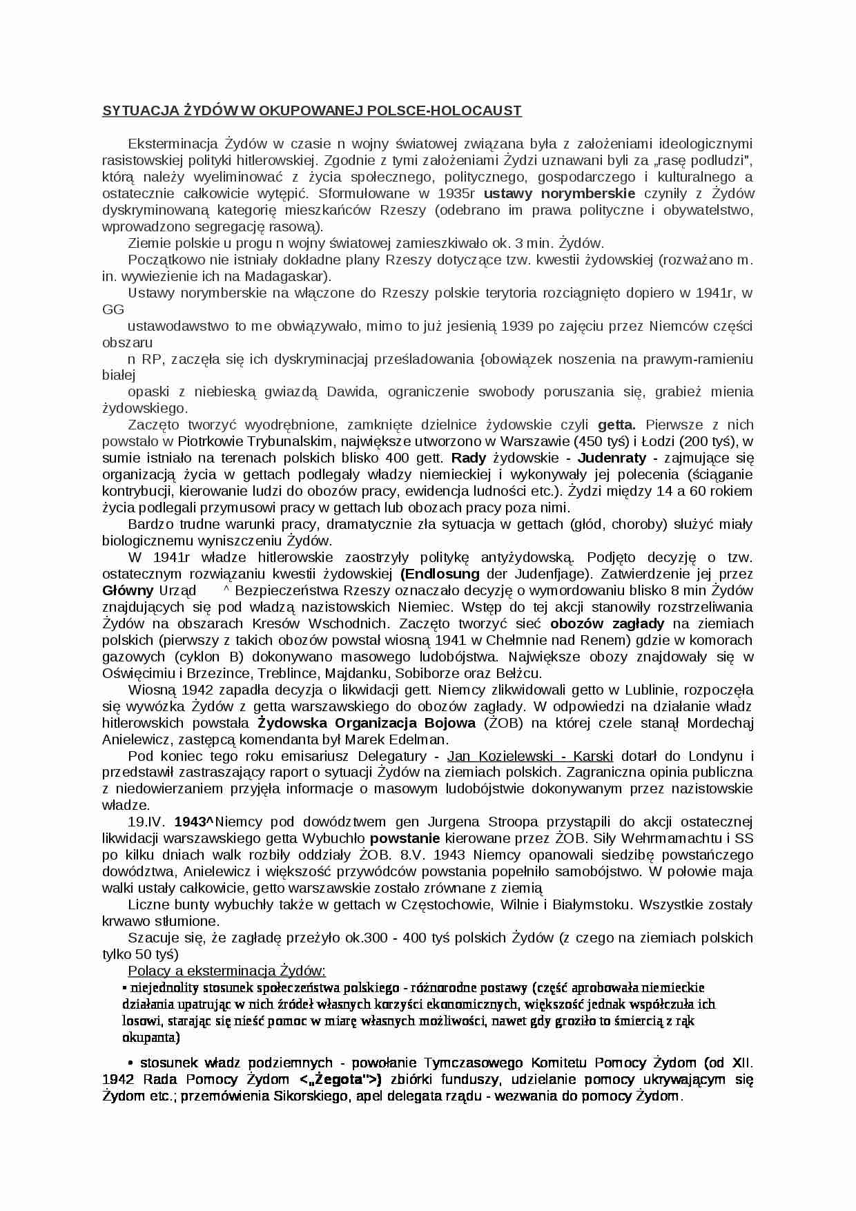 Wykład - sytuacja Żydów w okupowanej Polsce - strona 1