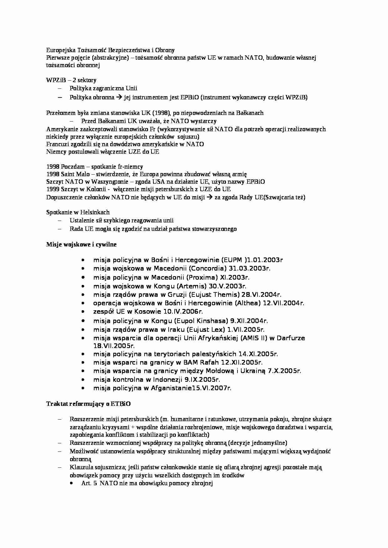 Wykład - Europejska Tożsamość Bezpieczeństwa i Obrony - strona 1