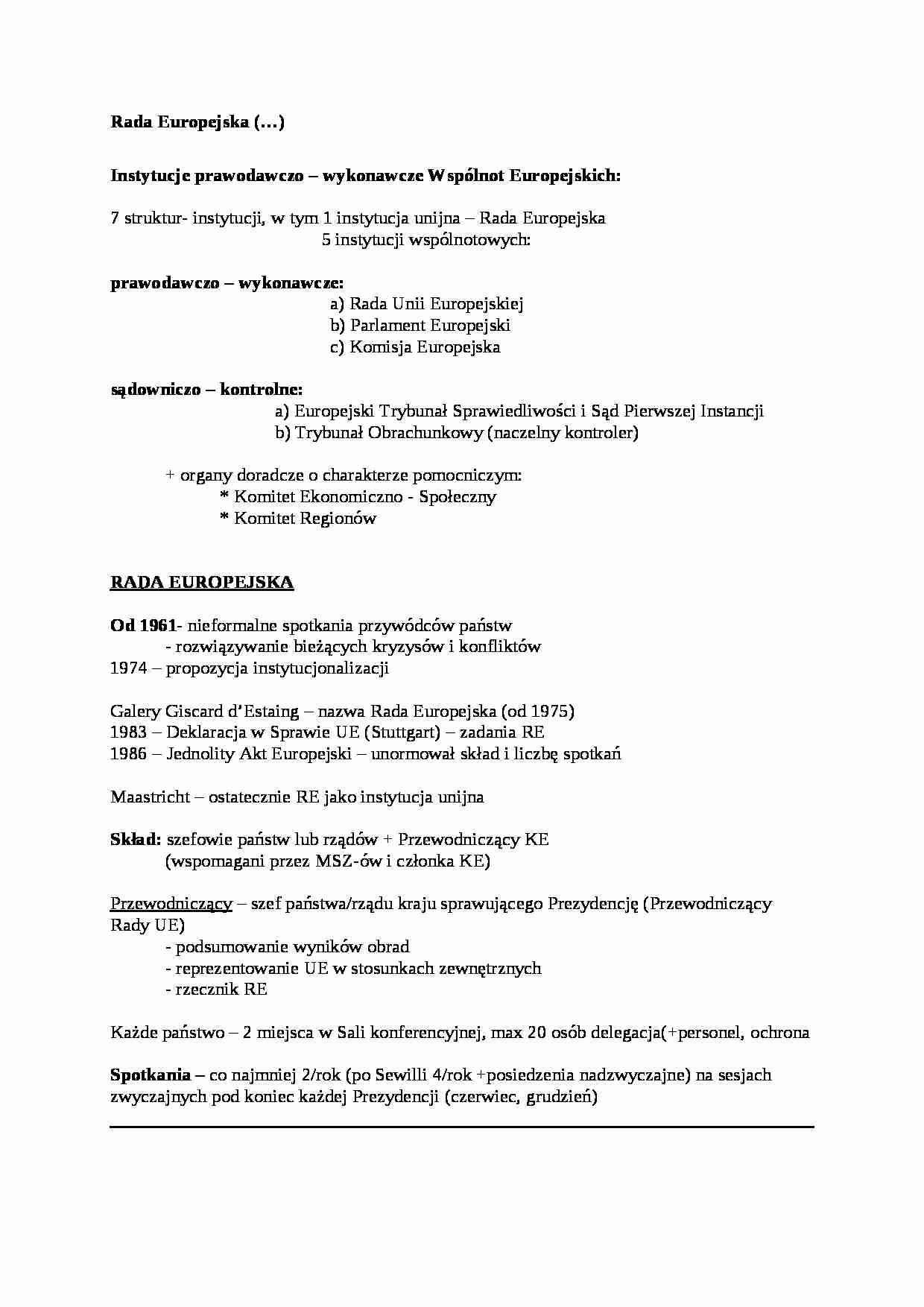 Wykład - Rada Europejska - strona 1