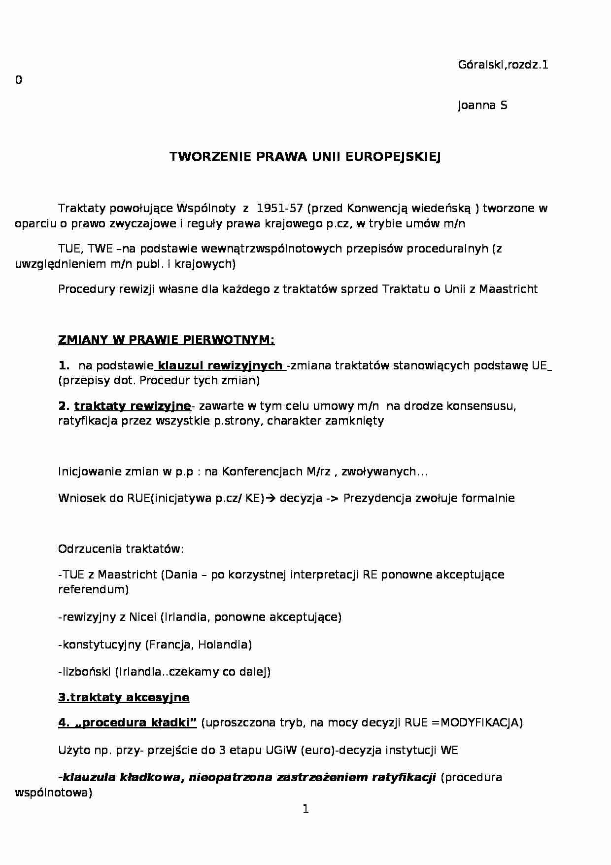 Wykład - tworzenie prawa UE - strona 1