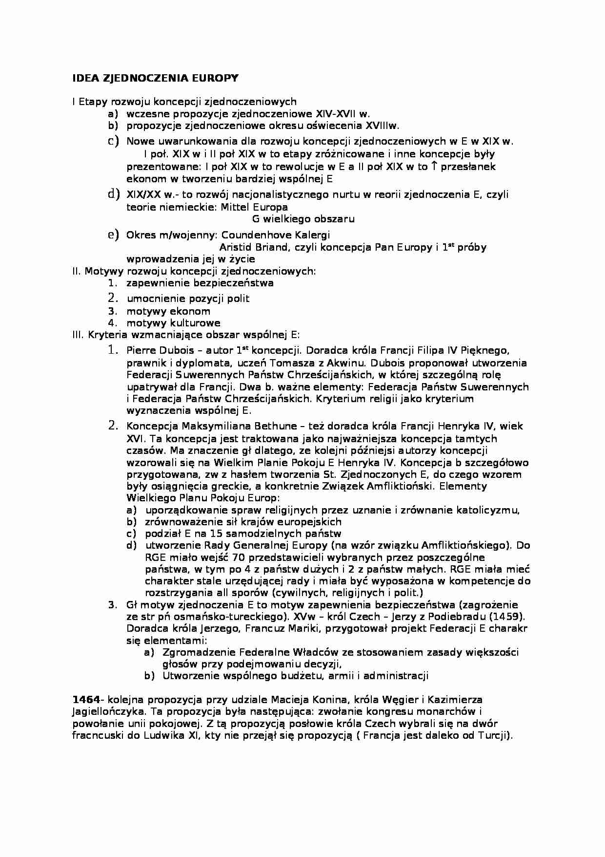Wykład - idea zjednoczonej Europy - strona 1