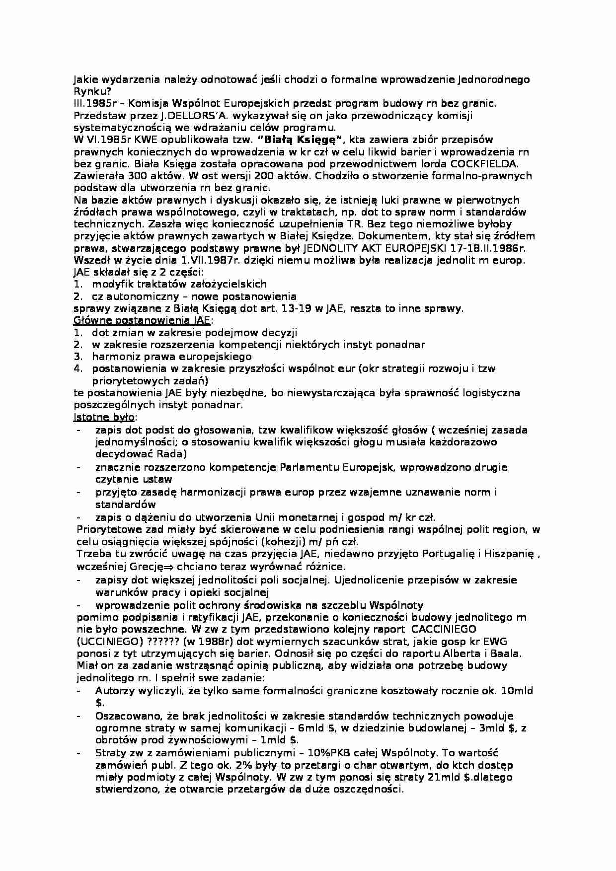 Wykład - Jformalne wprowadzenie Jednorodnego Rynku - strona 1