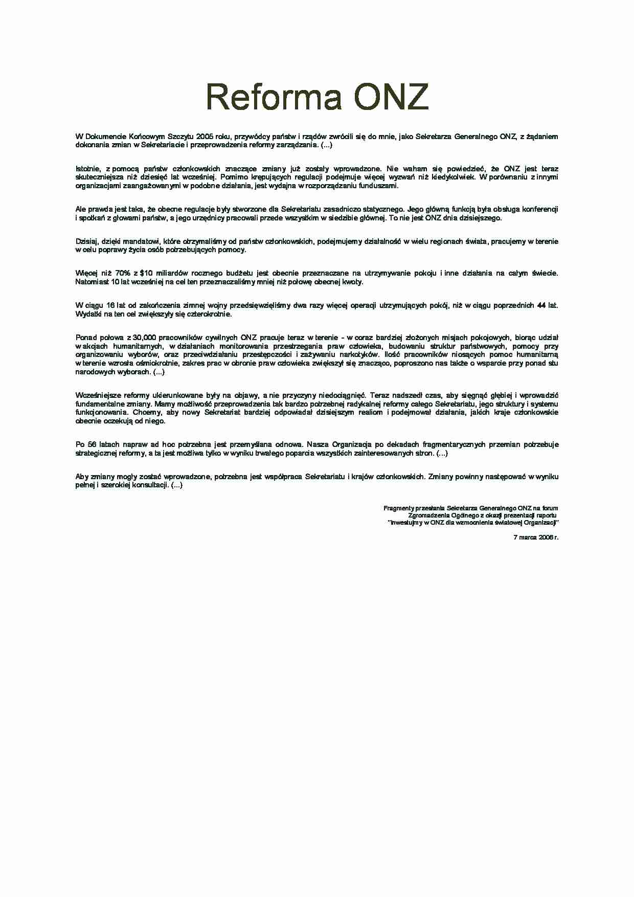 Wykład - Reforma ONZ - strona 1