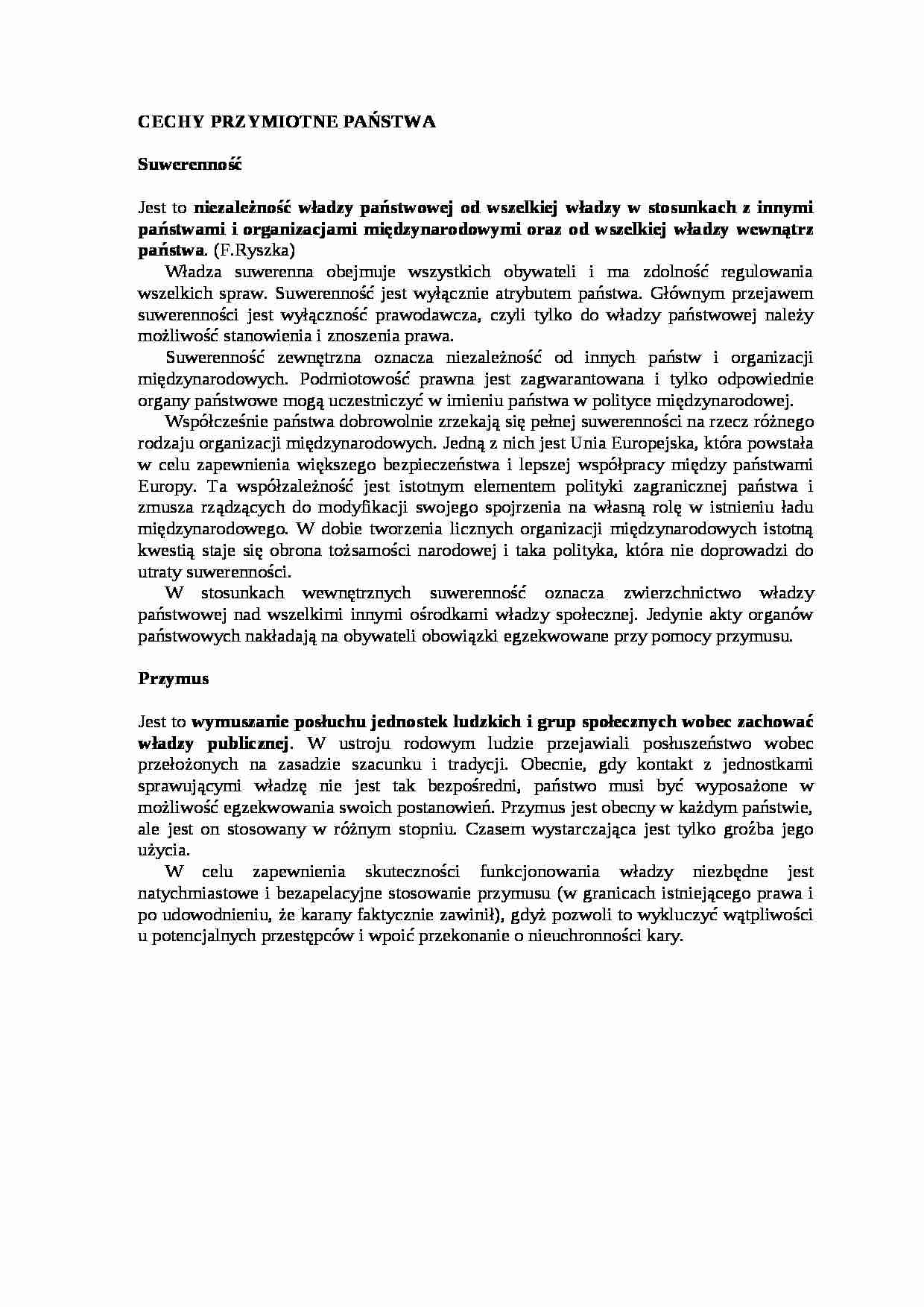 Wykład - cechy przymiotne państwa - strona 1