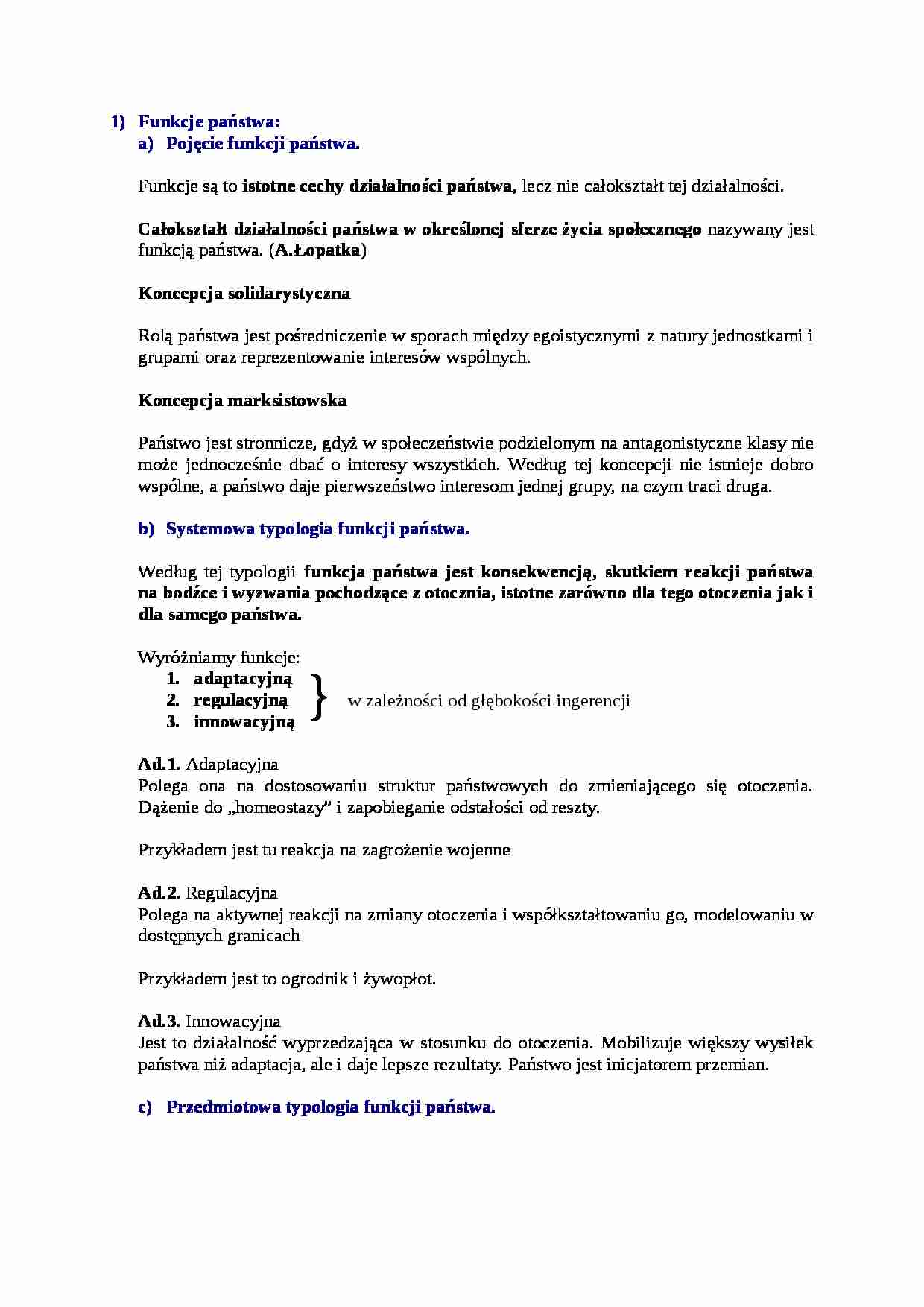 Funkcje państwa - koncepcje - strona 1