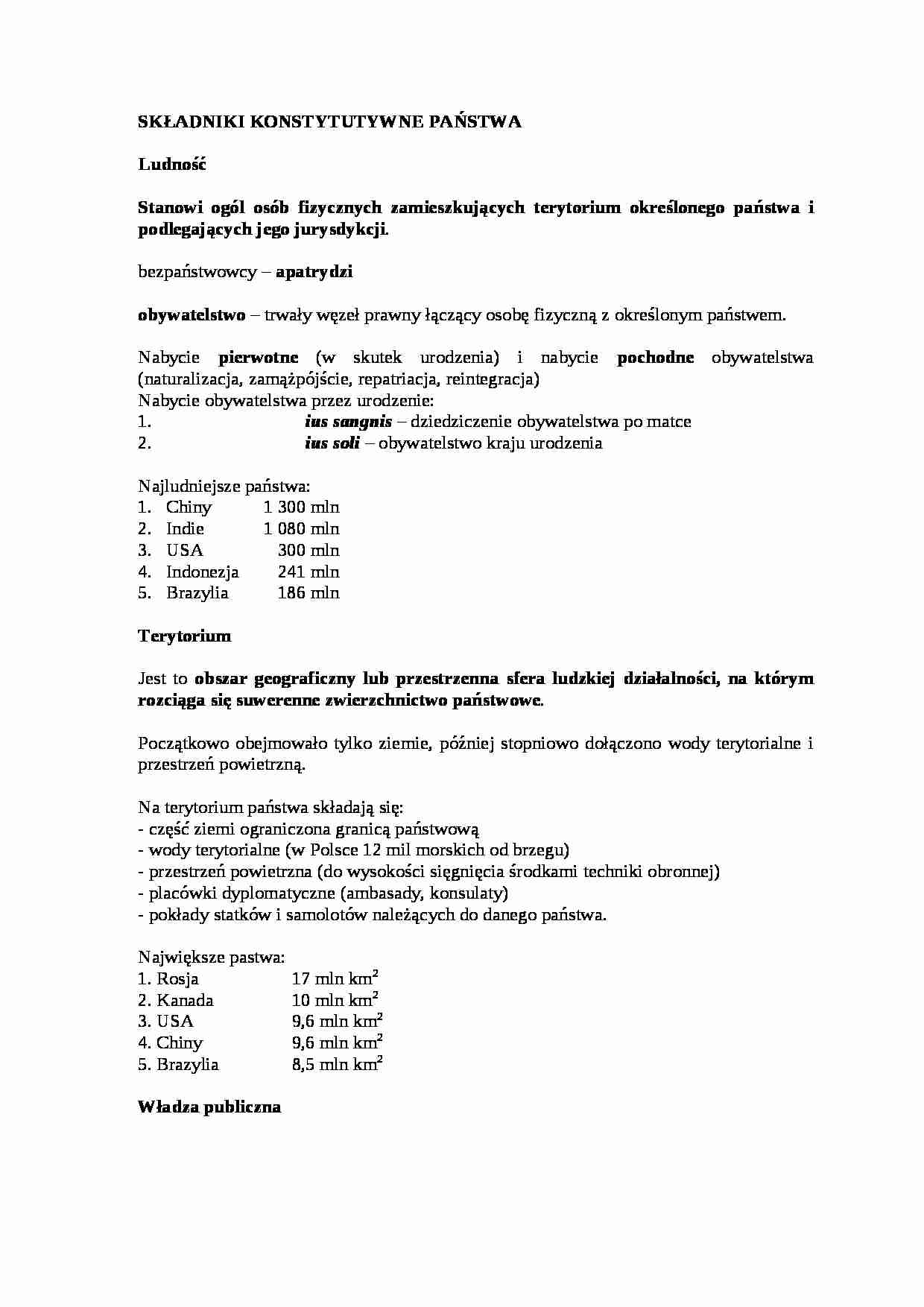 Wykład - składniki konstytutywne państwa - strona 1