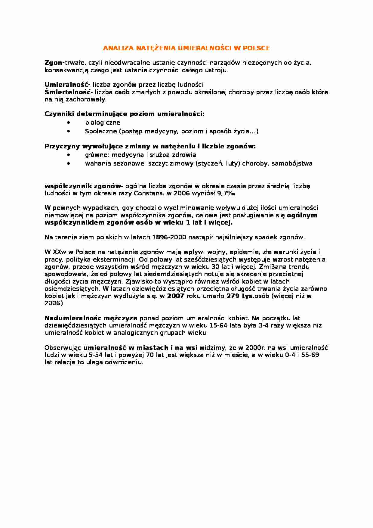 Wykład - analiza natężenia umieralności w Polsce - strona 1