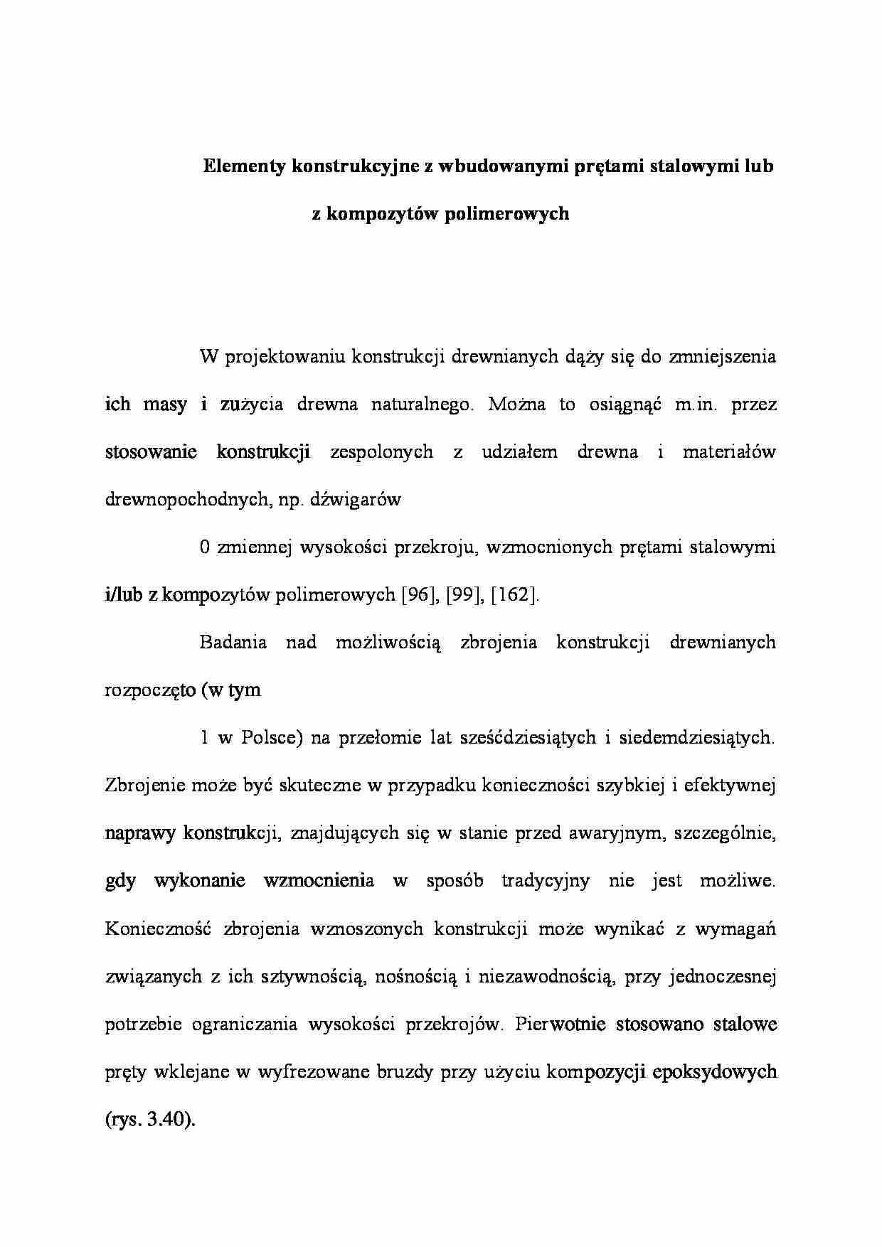 Elementy konstrukcyjne z wbudowanymi prętami stalowymi - wykład - strona 1