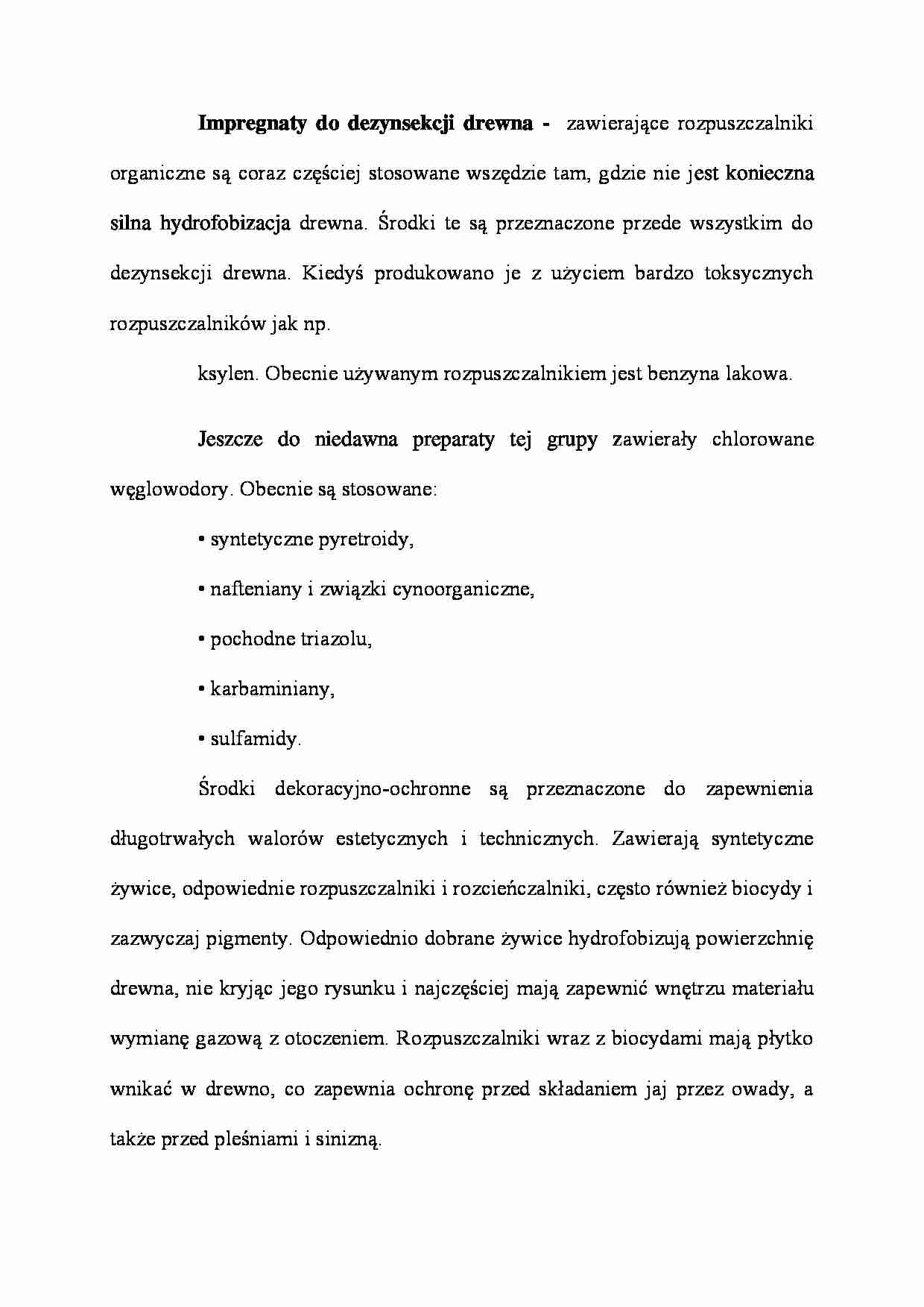 Impregnaty do dezynsekcji drewna - wykład - strona 1