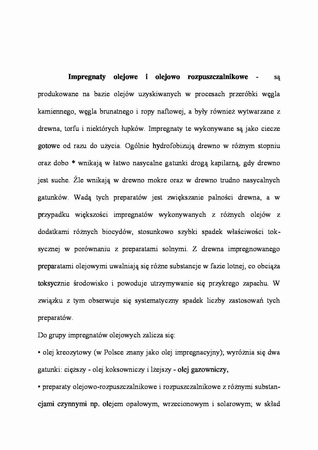 Impregnaty olejowe i olejowo rozpuszczalnikowe - wykład - strona 1