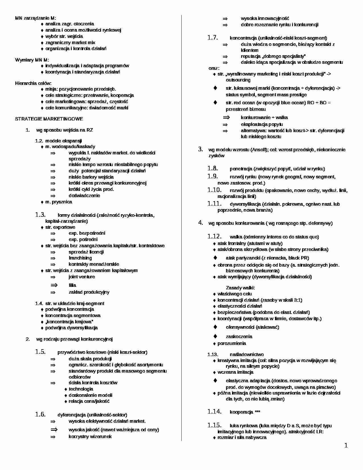 Marketing międzynarodowy - STRATEGIE MARKETINGOWE  - strona 1