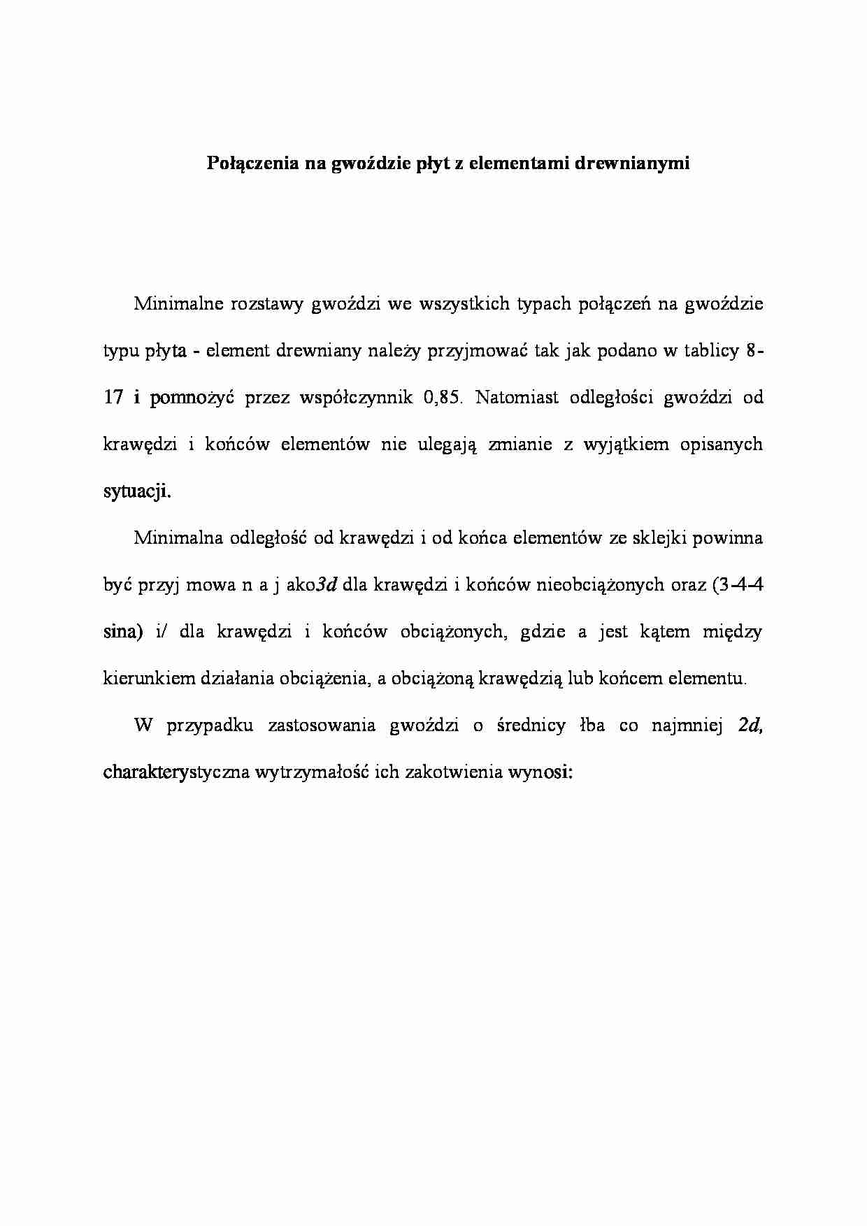 Połączenia na gwoździe płyt z elementami drewnianymi - opracowanie - strona 1