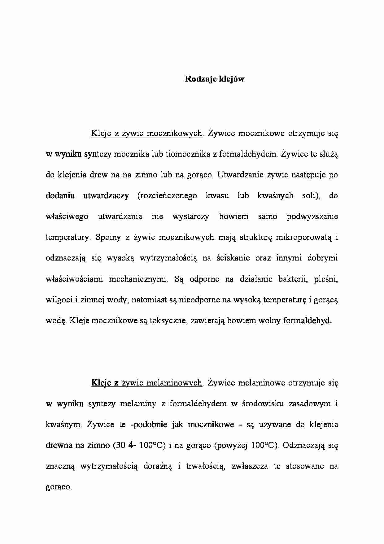 Rodzaje klejów - wykład - strona 1