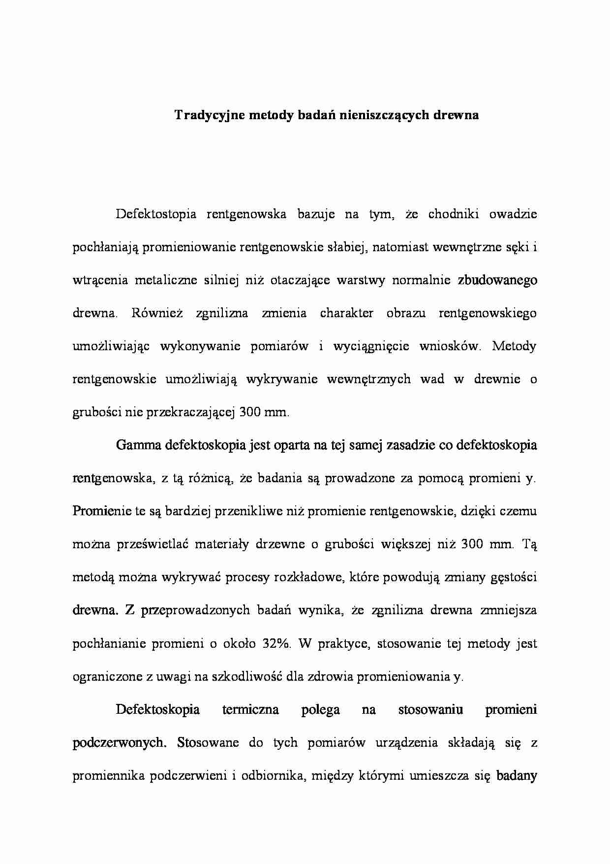 Tradycyjne metody badań nieniszczących drewna - wykład - strona 1