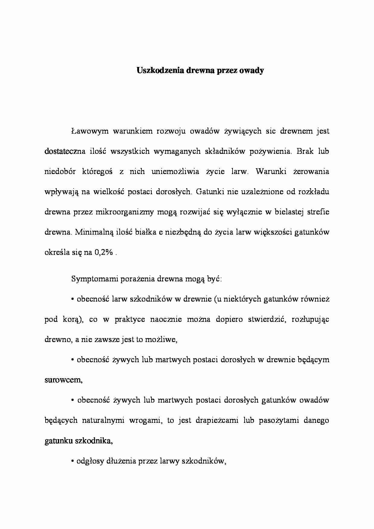 Uszkodzenia drewna przez owady - wykład - strona 1