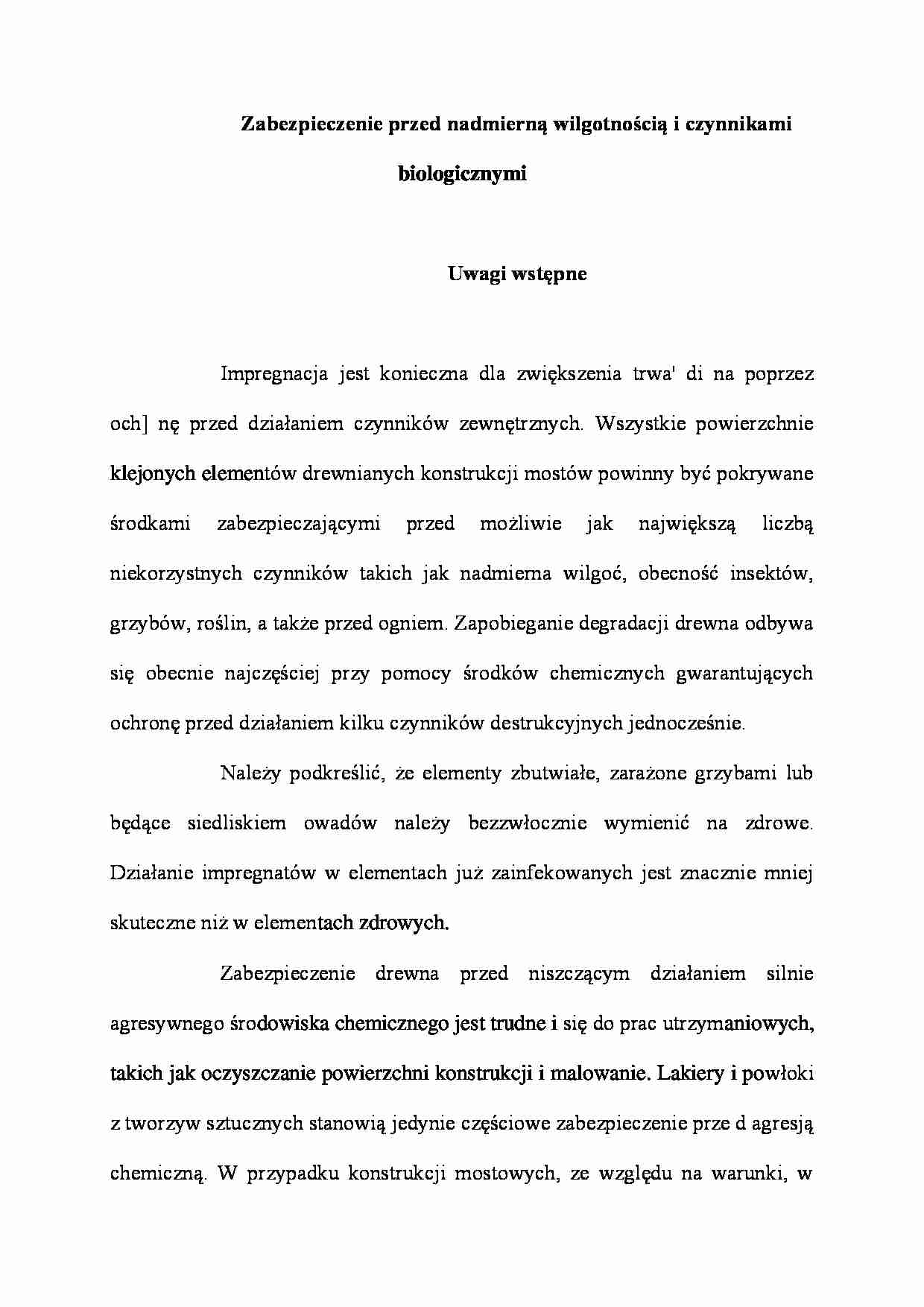Zabezpieczenie przed nadmierną wilgotnością i czynnikami biologicznymi - strona 1
