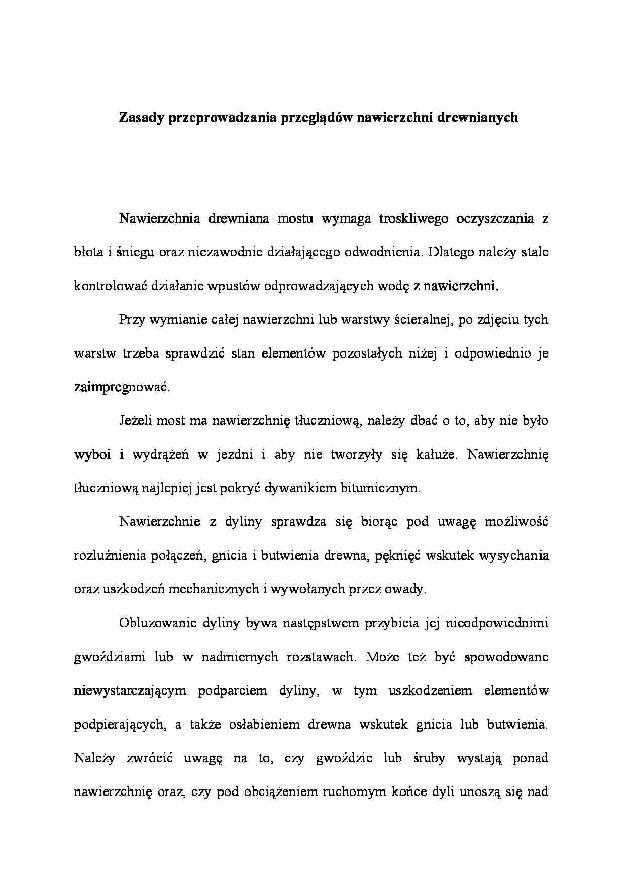 Zasady przeprowadzania przeglądów nawierzchni drewnianych - strona 1