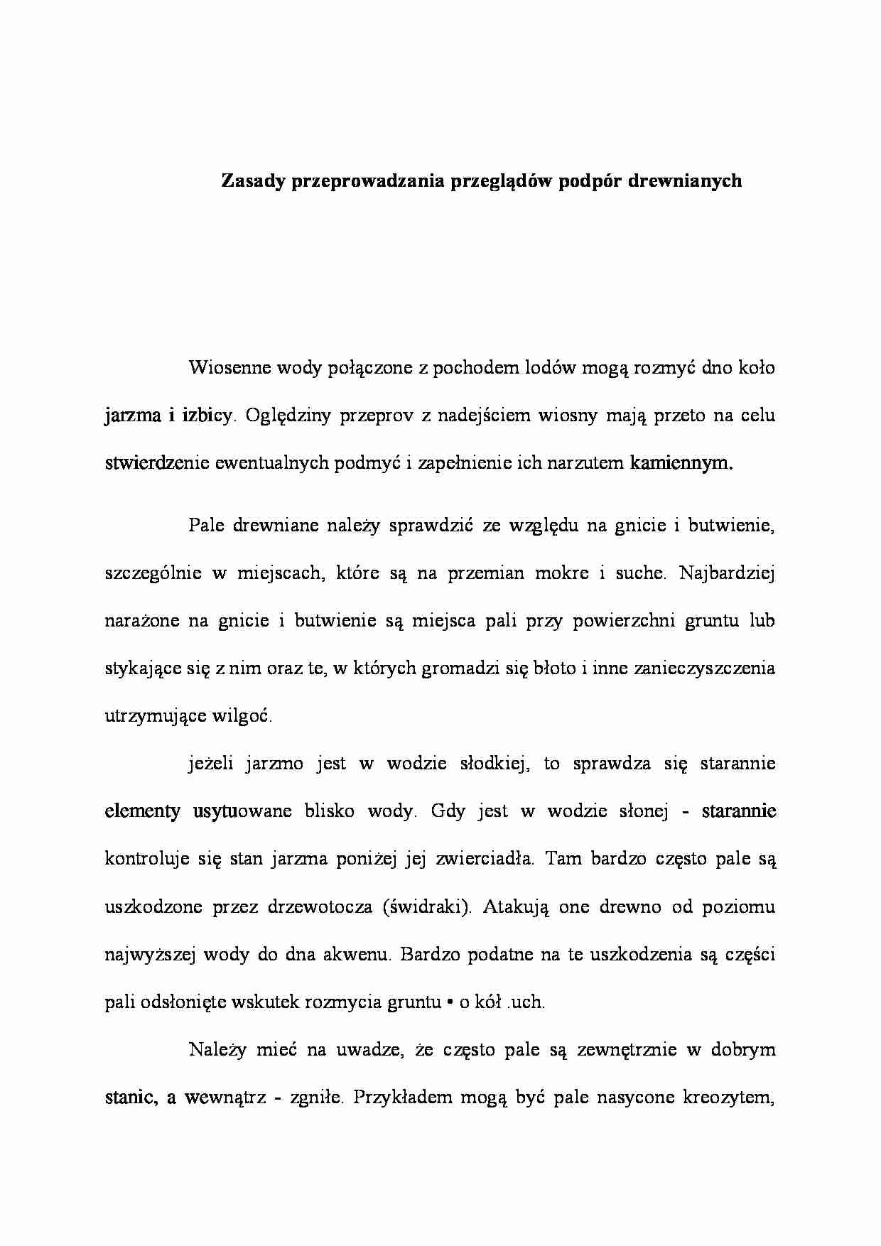 Zasady przeprowadzania przeglądów podpór drewnianych - strona 1