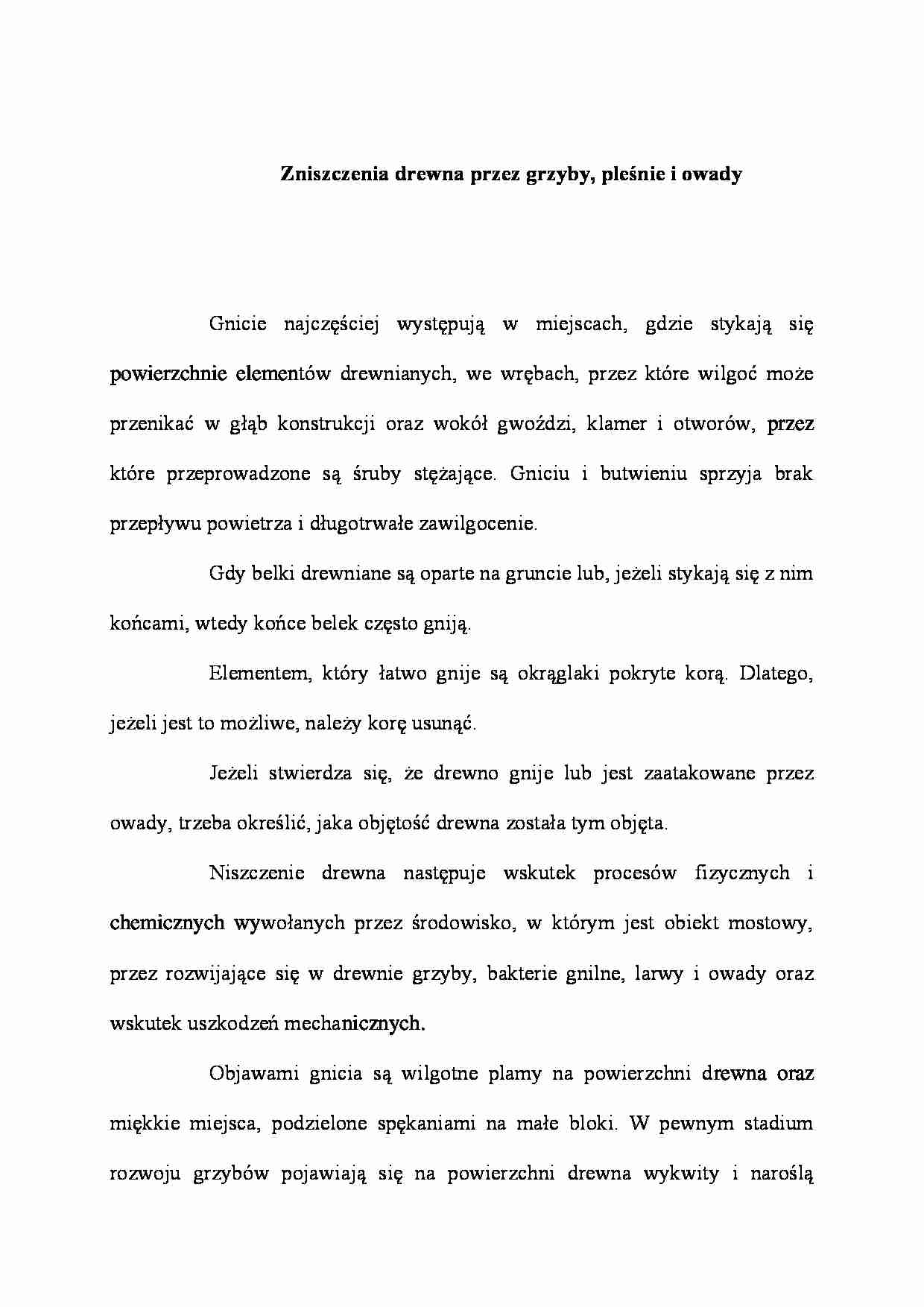 Zniszczenia drewna przez grzyby, pleśnie i owady - strona 1