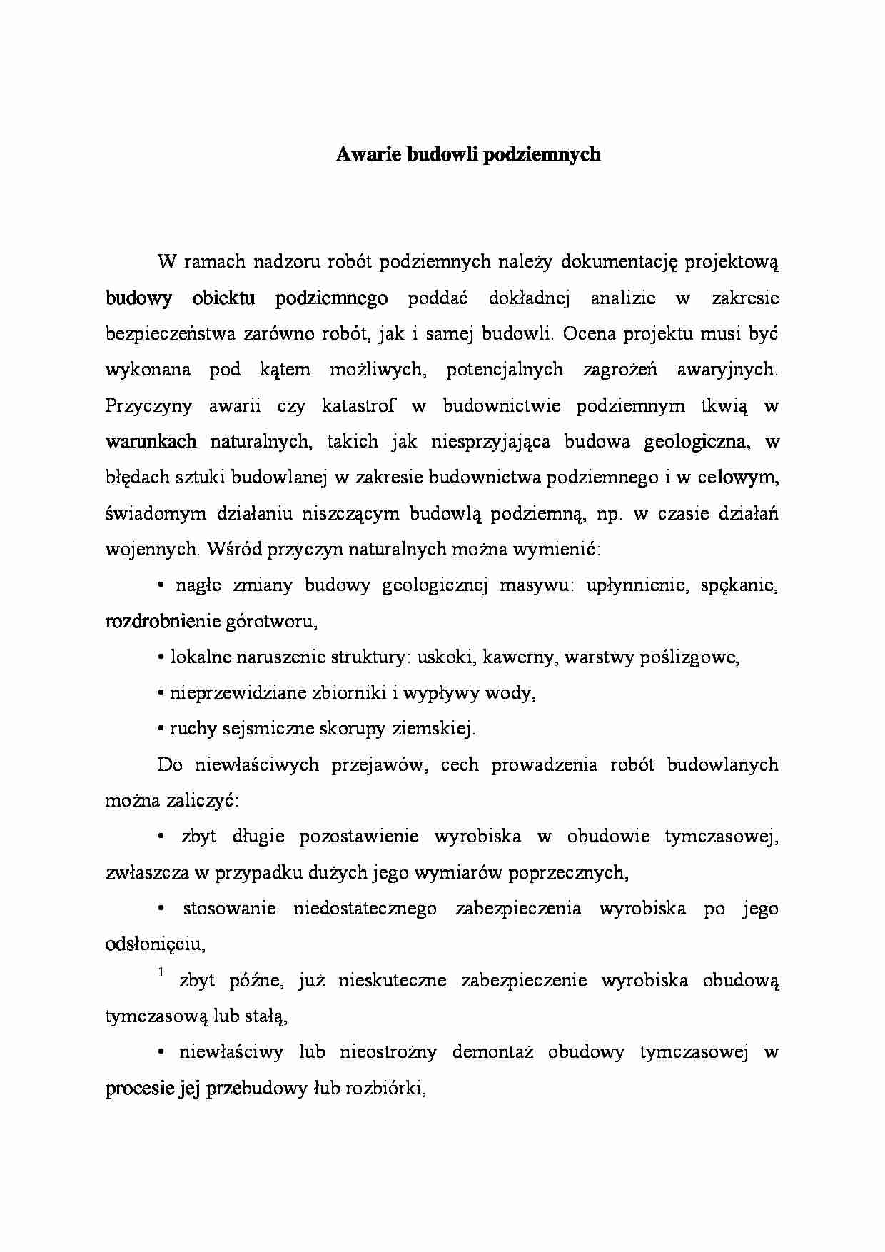 Awarie budowli podziemnych - strona 1