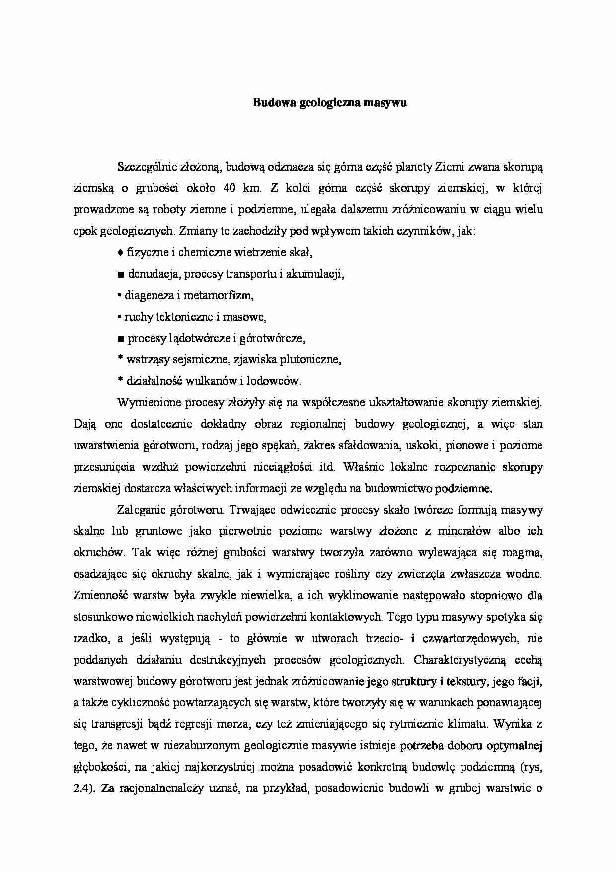 Budowa geologiczna masywu - strona 1